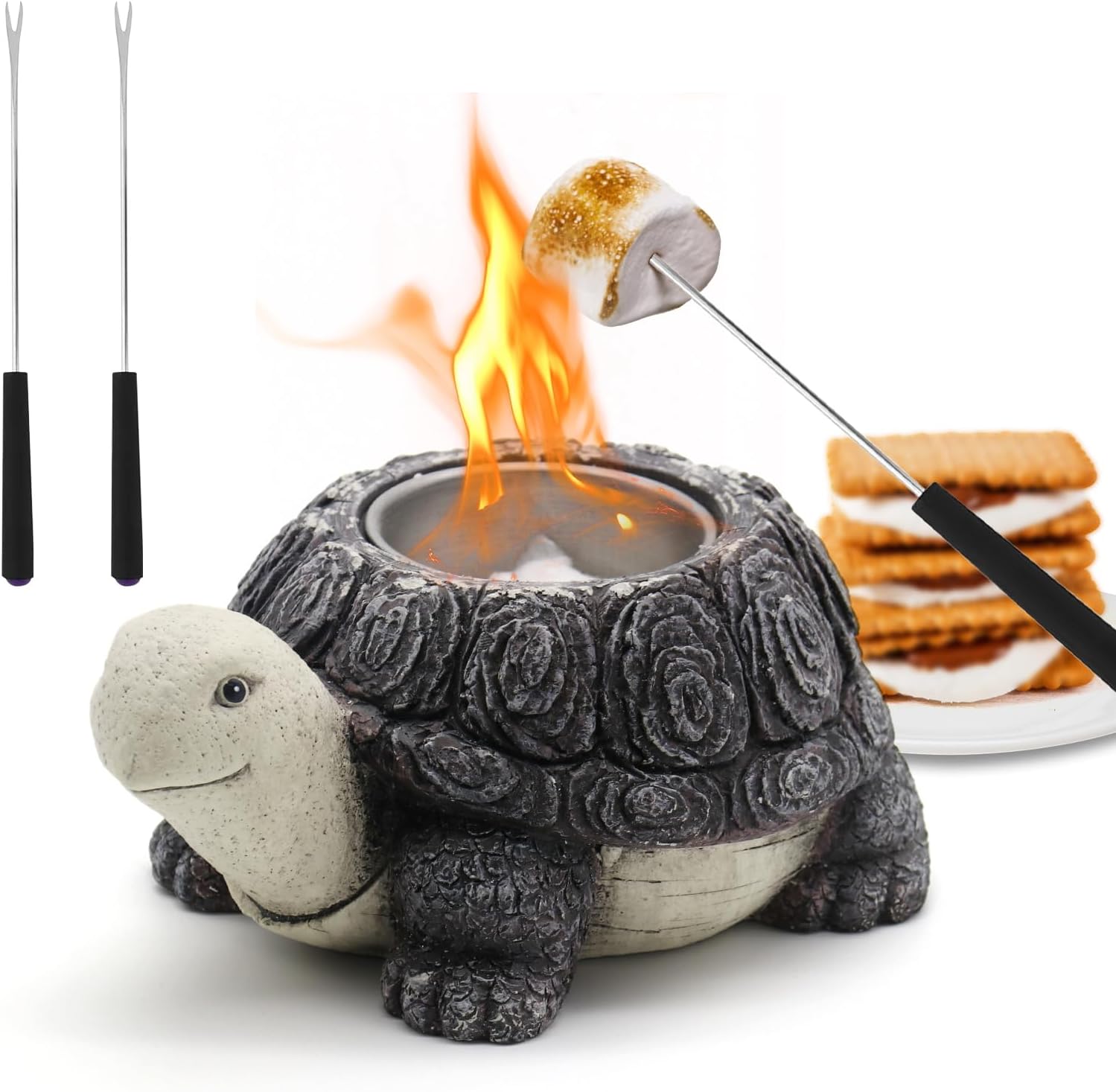 Chimenea de mesa, mini hoguera de hormigón, bonita chimenea personal de tortuga y erizo para uso en interiores y exteriores.