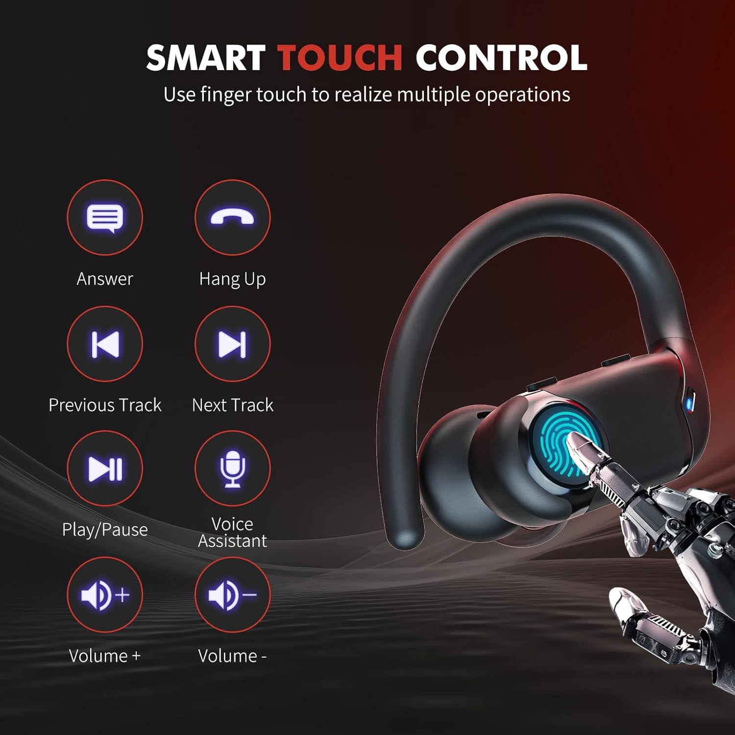 Auriculares inalámbricos Bluetooth de reproducción de 80 horas con estuche de carga inalámbrica y pantalla de alimentación dual Auriculares estéreo