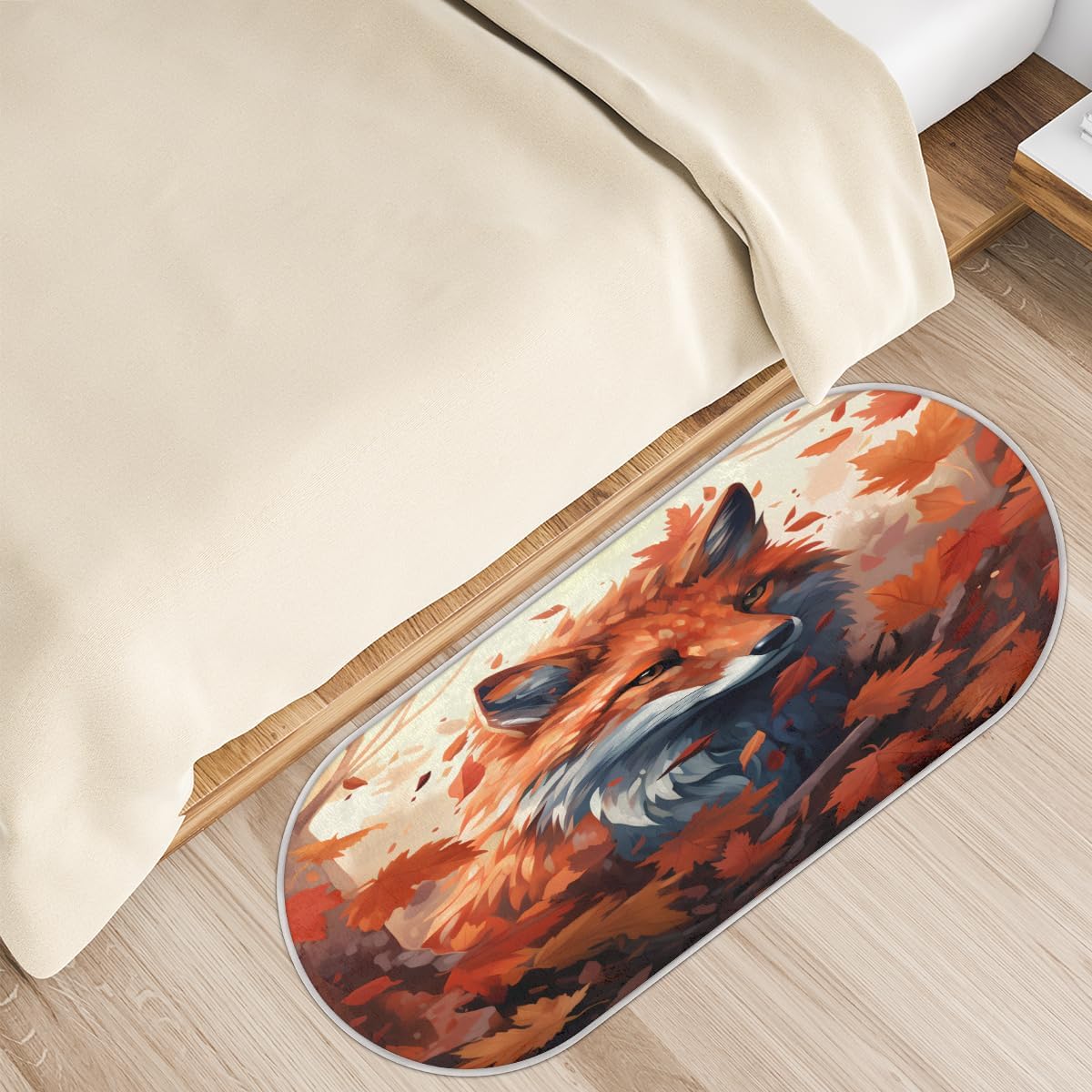 cfpolar Alfombras de baño de lobo, hojas de arce otoñal, alfombra de baño antideslizante, tapete de baño de microfibra absorbente, lavable a