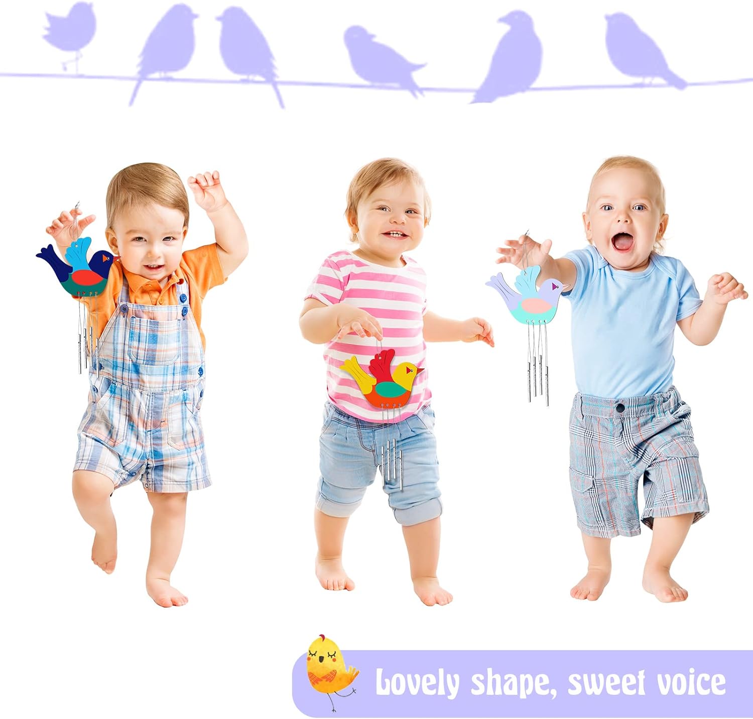 Taiyin Carillón de viento de madera para pájaros, campanillas de viento de madera, campanillas de viento decorativas de madera para niños y niñas,