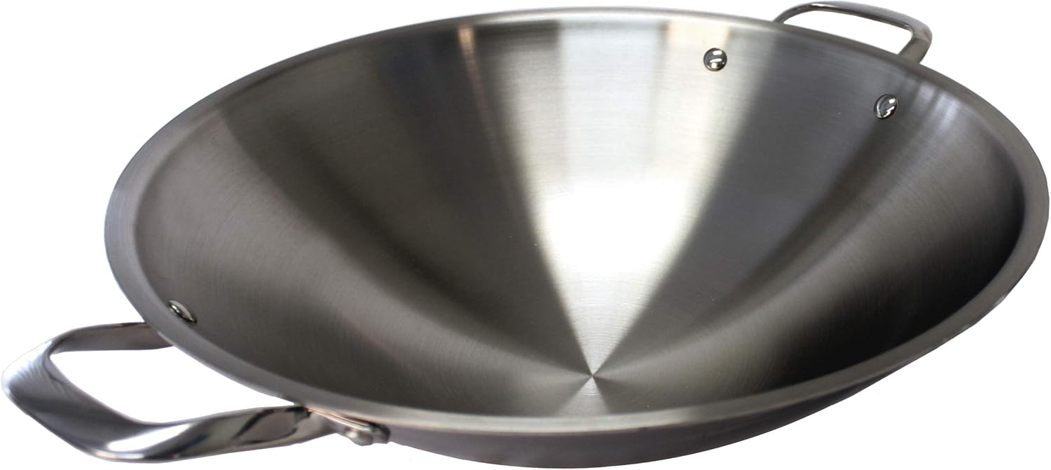 SL-PA400A Wok de acero inoxidable de 16,5  con tapa (listo para inducción)