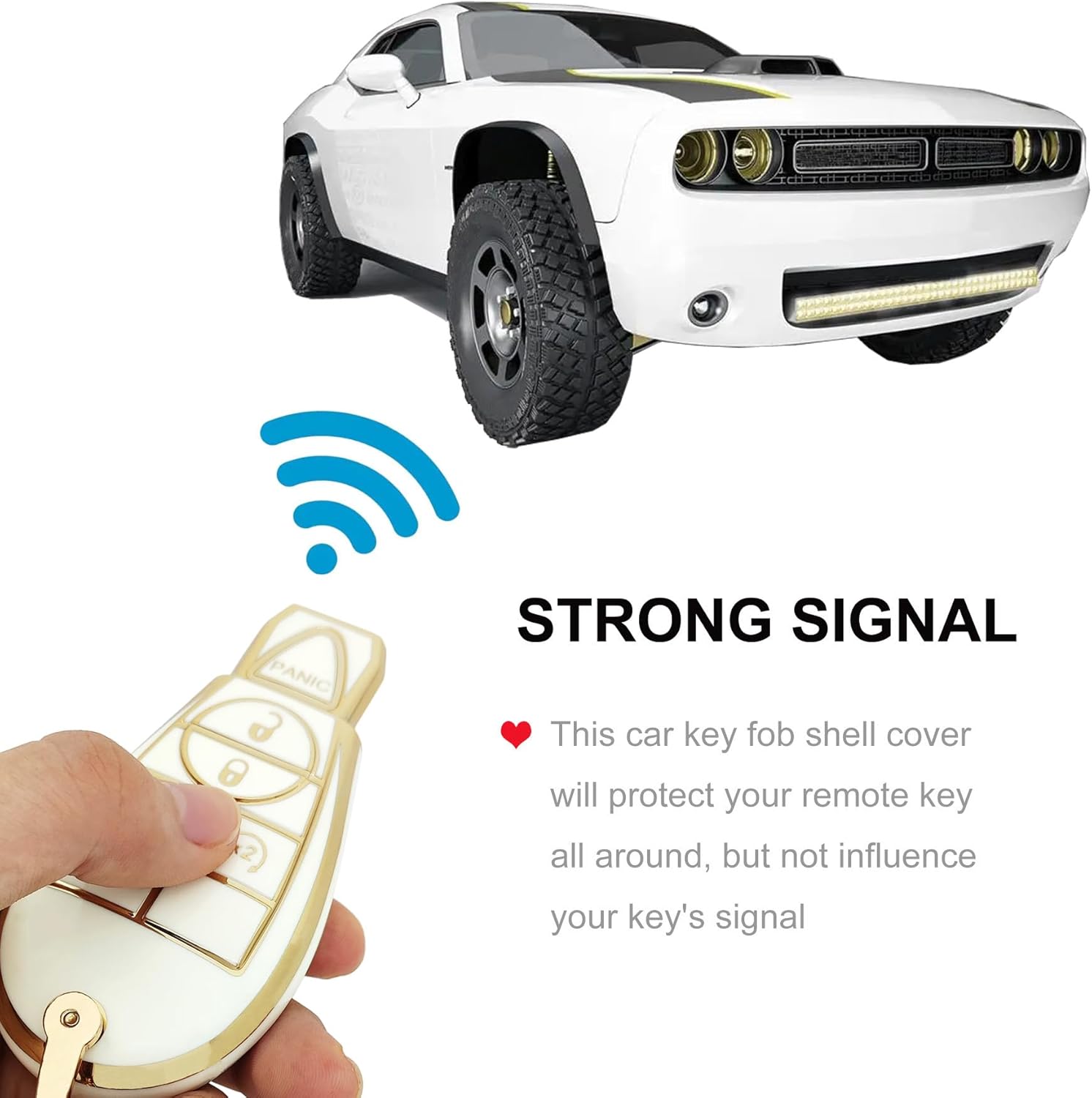 Funda de llavero para Dodge con llavero de TPU suave para llave de automóvil Dodge Ram Truck 1500 2500 3500 GQ4-53T 56046953, Blanco