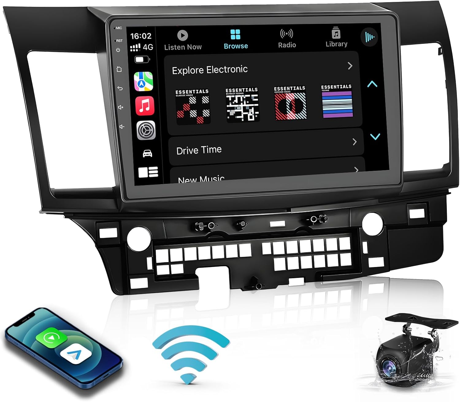 Radio de coche estéreo 2+32G para Mitsubishi Lancer Radio 2010-2015 con CarplayAndroid Auto, pantalla táctil HD IPS de 10 pulgadas con cámara de