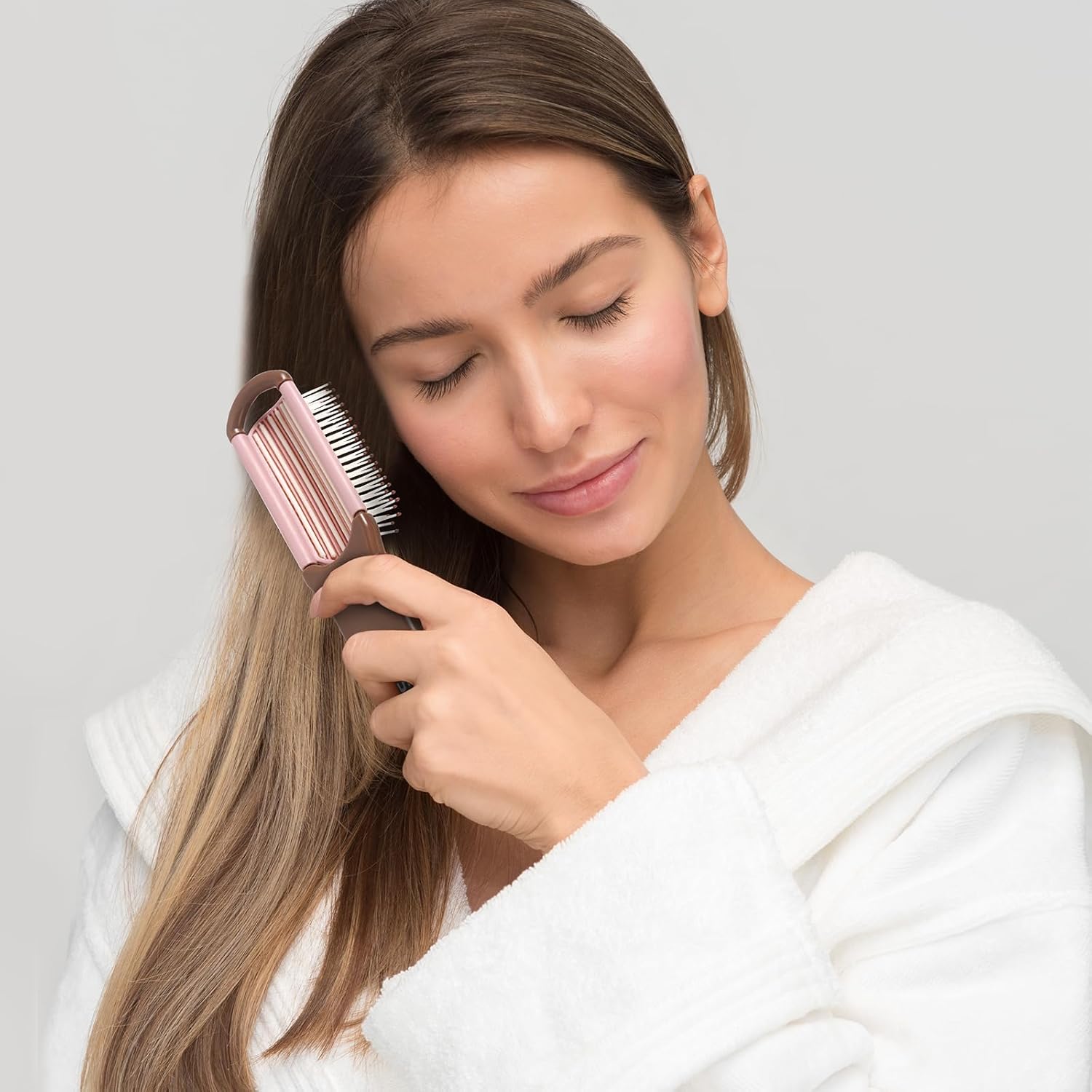 Cepillo plegable con espejo para mujeres, hombres y niños, mini cepillo de pelo portátil para bolso, cepillo de pelo de bolsillo pequeño con cerdas