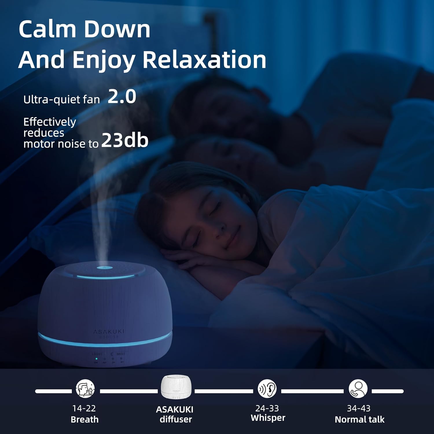 ASAKUKI Difusor de aceite esencial de alta calidad con juego de 10 aceites y control remoto, vaporizador humidificador ultrasónico de aceite