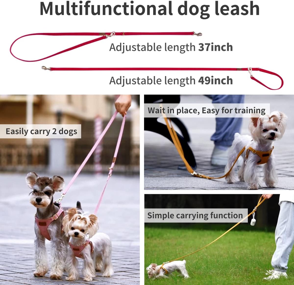 Puppytie Arnés sin tirones para perro, con correa multifunción, pechera suave y ajustable para mascota, no ahorca, chaleco a prueba de escape para