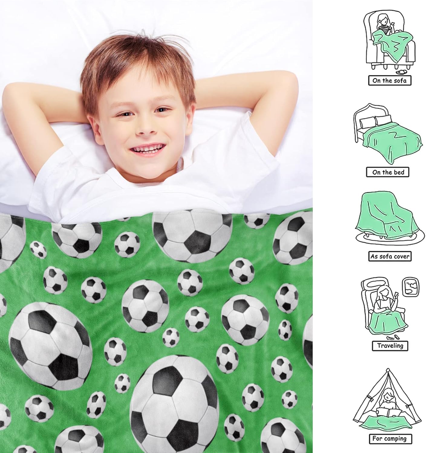 Manta de fútbol personalizada con nombre y número, manta con nombre personalizado, manta suave de fútbol deportivo, manta de cama personalizada con