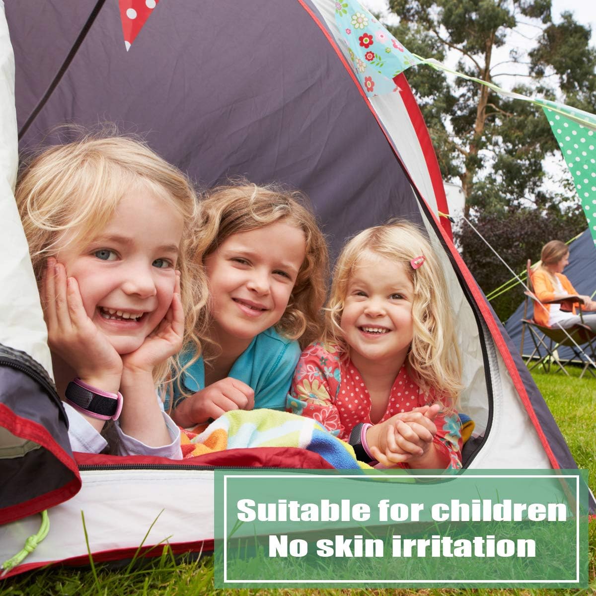 Paquete de 2 pulseras de mosquitos con 4 repuestos de aceites esenciales, pulseras impermeables para niños y adultos, cierre natural sin Deet,