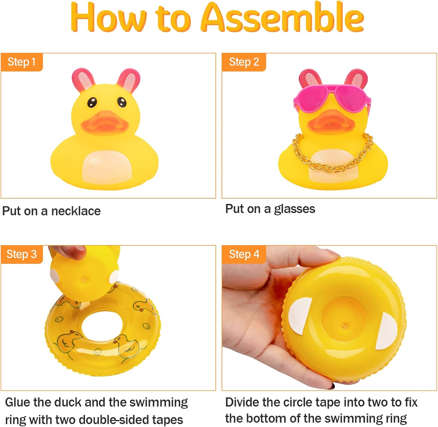 wonuu Decoración de pato de goma para automóvil, adorno para tablero de automóvil, accesorios de decoración de tablero de automóvil, con mini anillo