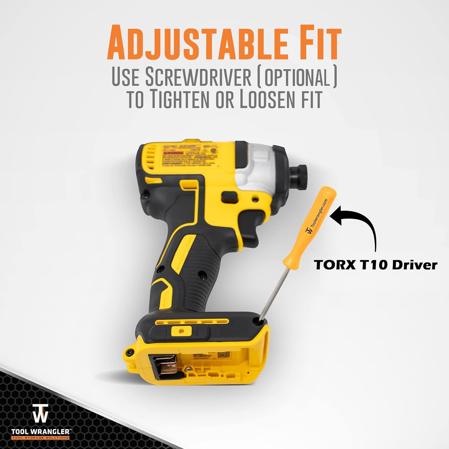 Tool Wrangler Organización para herramientas y baterías Dewalt de 20 V – Negro 8 piezas Combo 5+3  5 portaherramientas Dewalt + 3 soportes de