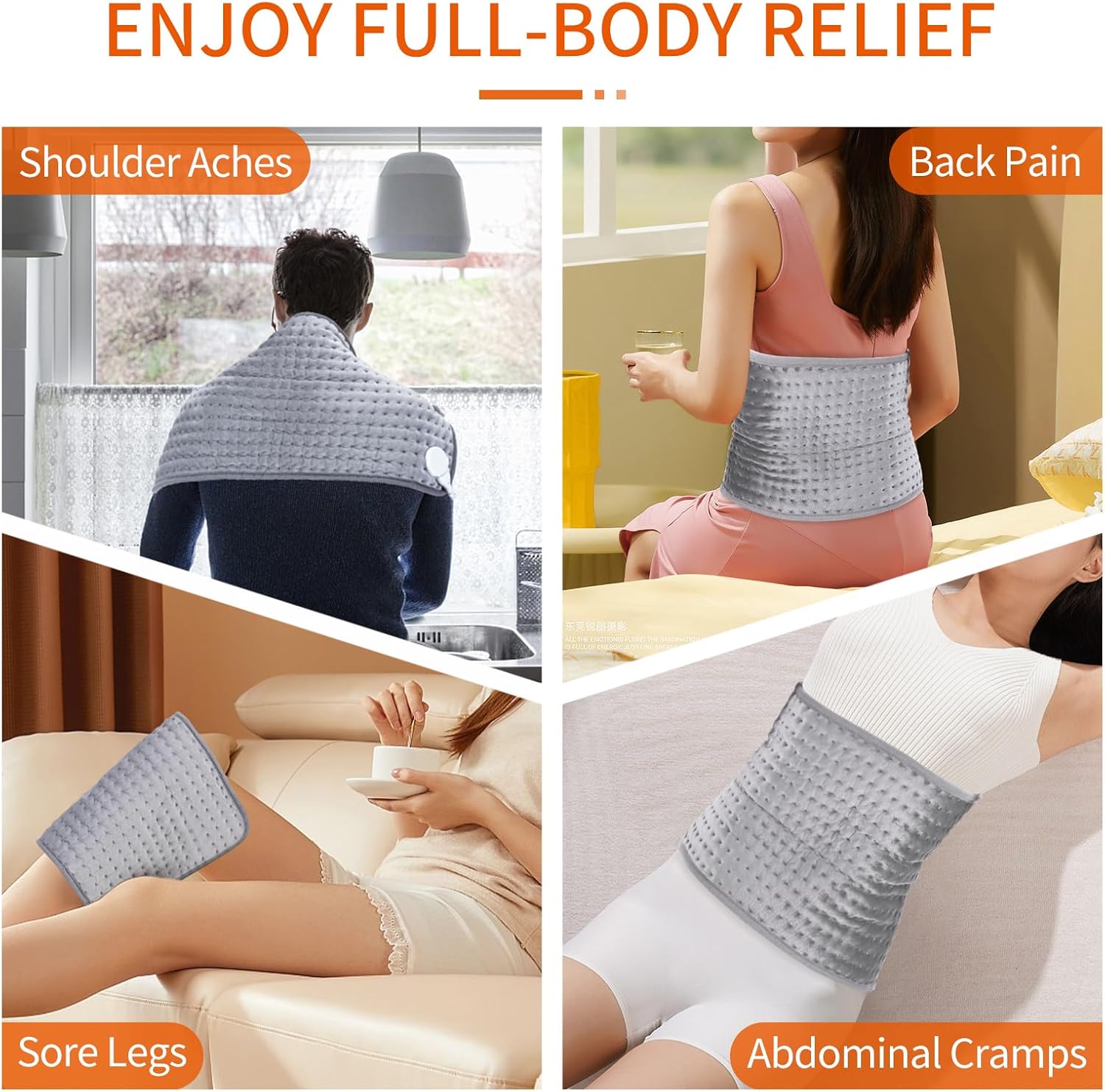 Paquete de 2 almohadillas térmicas XL para aliviar el dolor de espalda y calambres, 10 ajustes de calor, apagado automático, almohadilla térmica