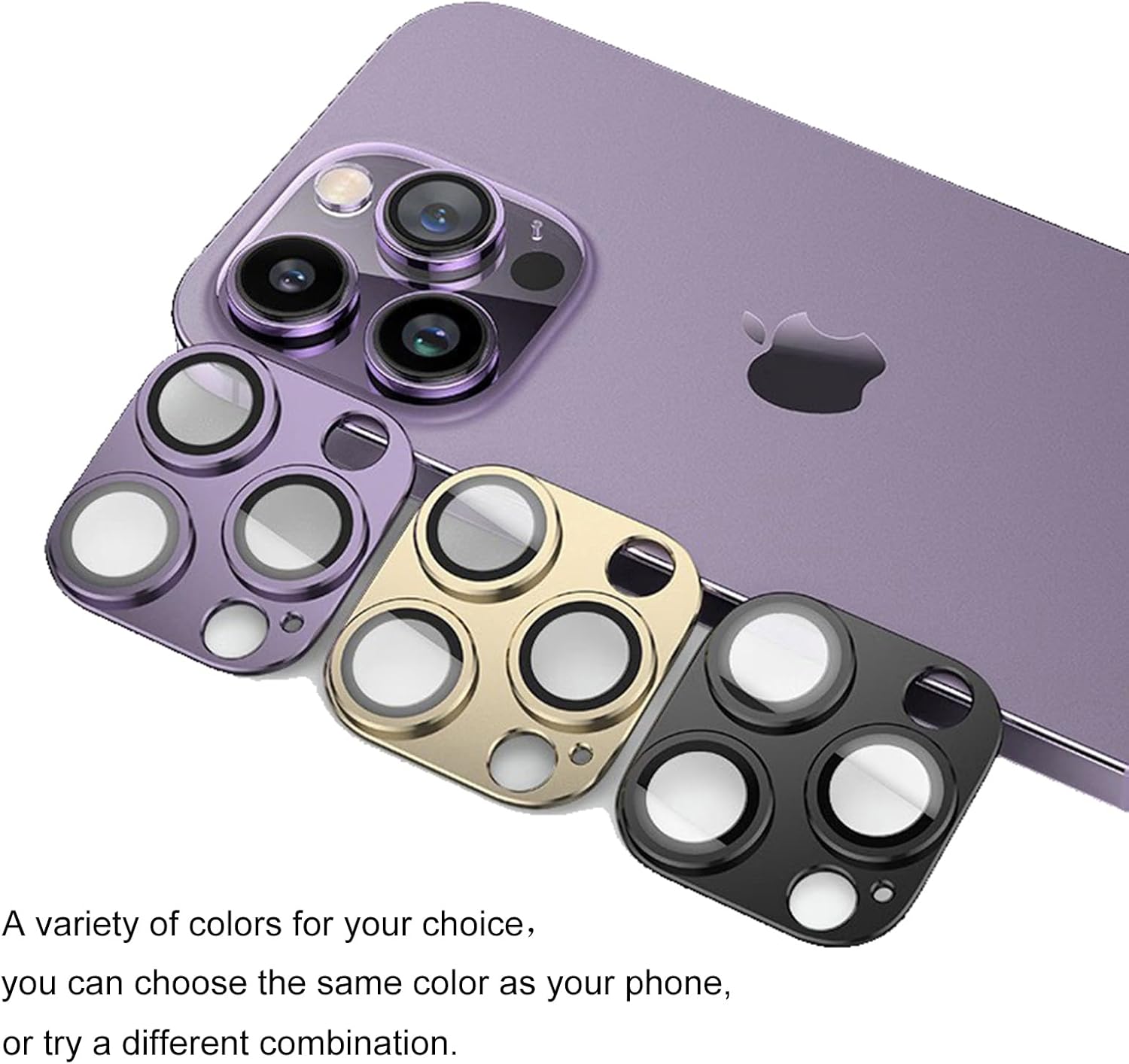 Plata Paquete de 2 Protector de lente de cámara para iPhone 15 Pro  15 Pro Max, cubierta de cámara de vidrio templado Ultra HD 9H, compatible con