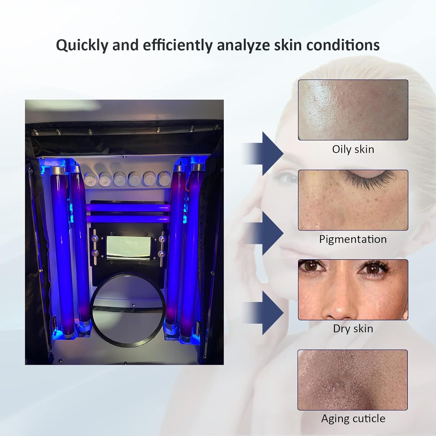 Elitzia Tipo analizador ULTRAVIOLETA de la piel de la luz fría de la belleza del ordenador portátil ETD1029