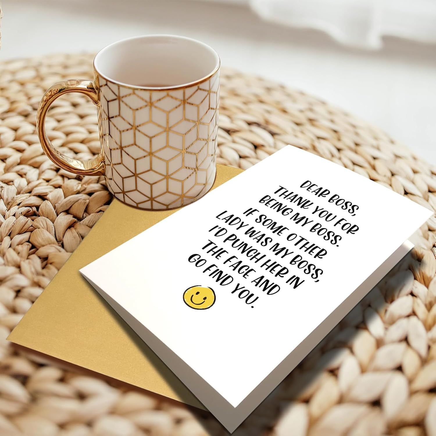 Tarjeta divertida del día del jefe para jefa, tarjeta de agradecimiento para mujer, regalo de jefa de empleado, tarjeta de agradecimiento por ser mi