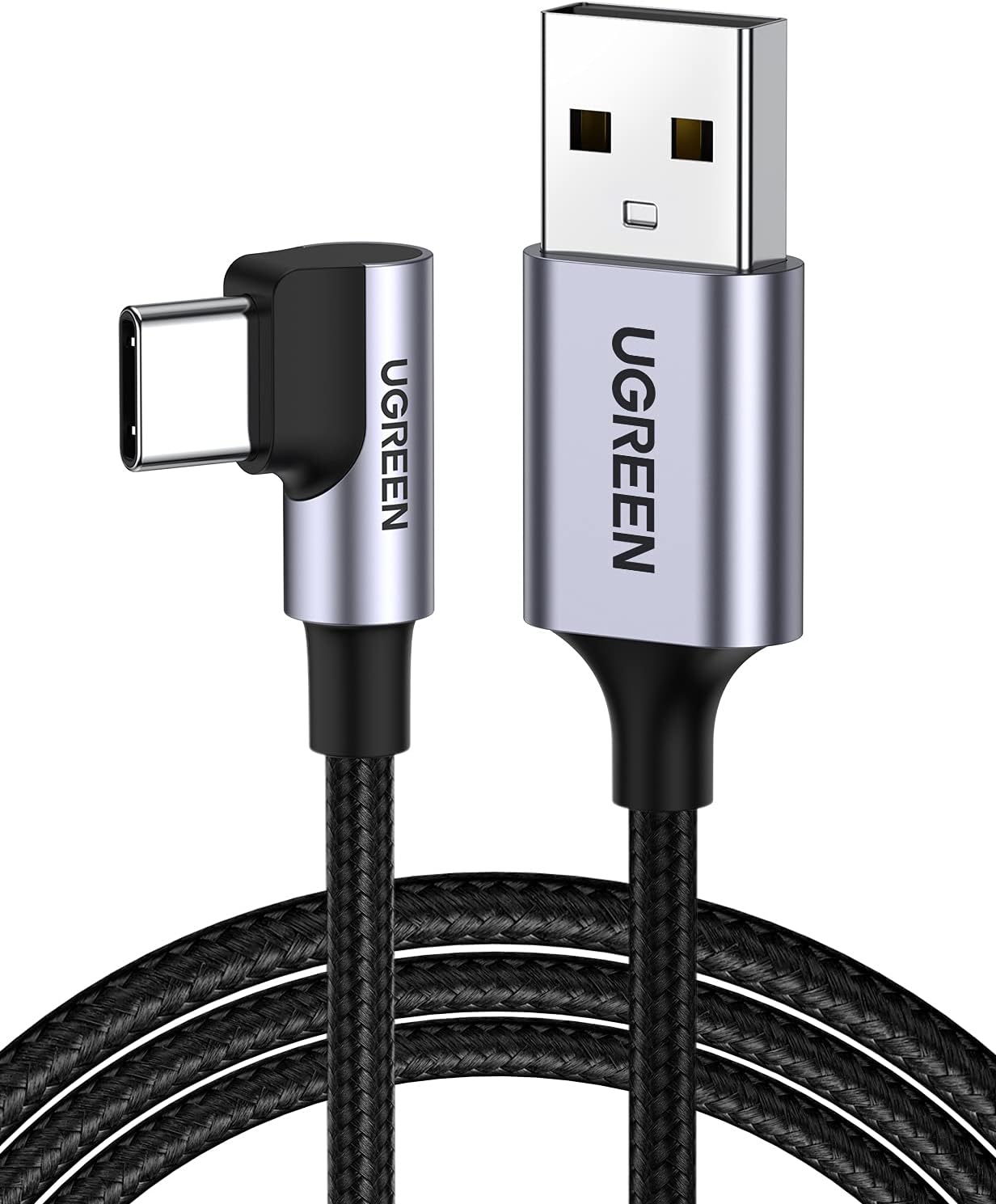 UGREEN Cable USB C en ángulo recto USB A a tipo C compatible con iPhone 1515 Plus15 Pro15 Pro MaxGalaxy S10S10+ Note 20LG V50V60iPad Mini 6 Air