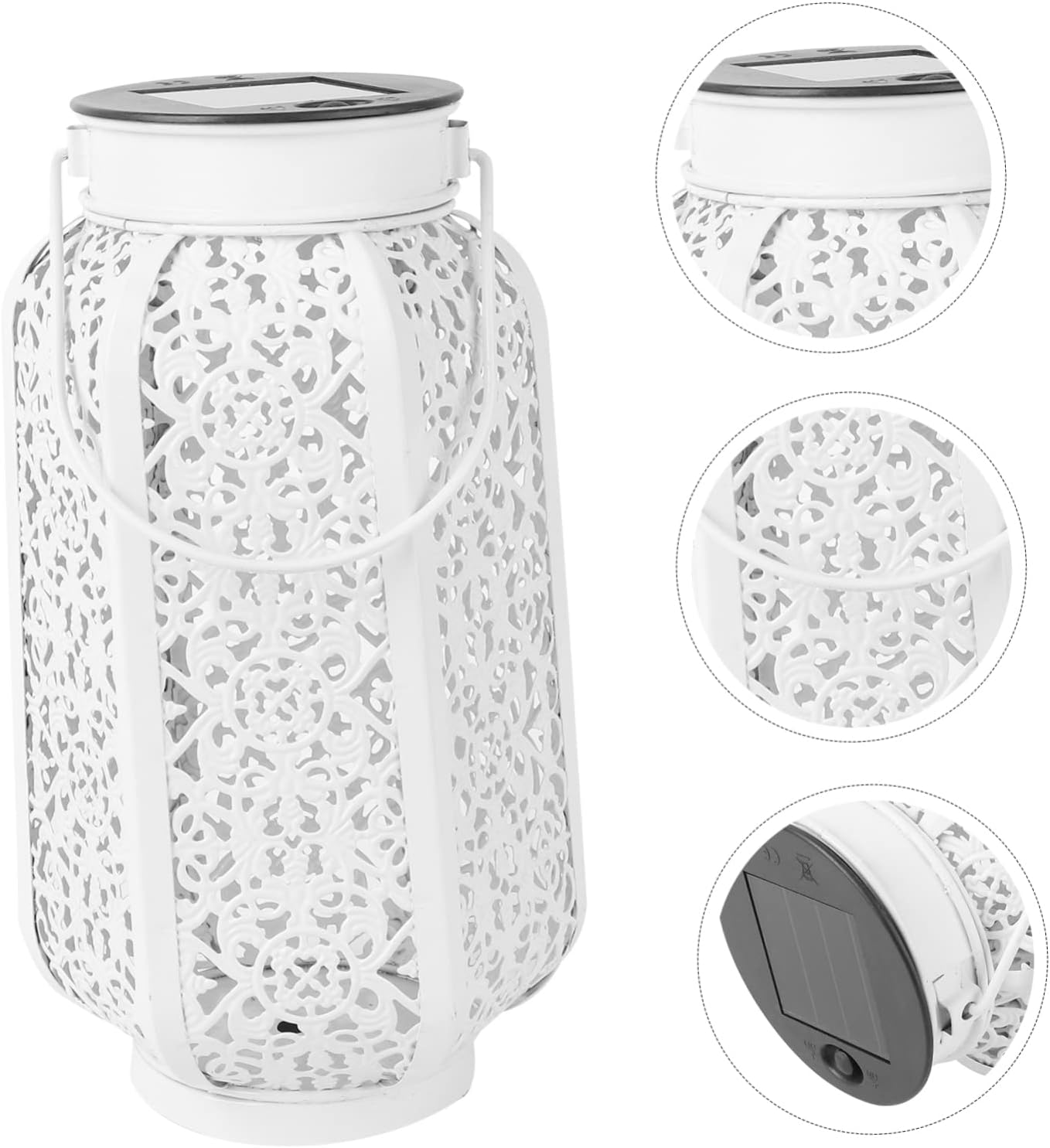 Housoutil Linterna decorativa de metal de luz solar, lámpara de proyector solar, lámpara de proyector solar para porche delantero, farol solar al