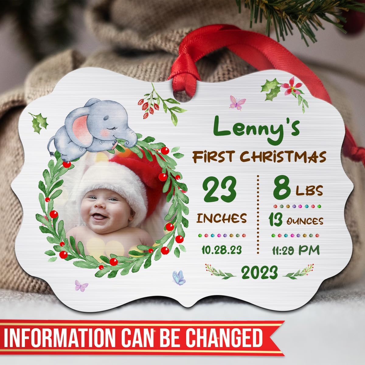 Adorno personalizado para la primera Navidad del bebé, adornos de aluminio para la primera Navidad, recuerdo, decoración de árbol de Navidad, regalos