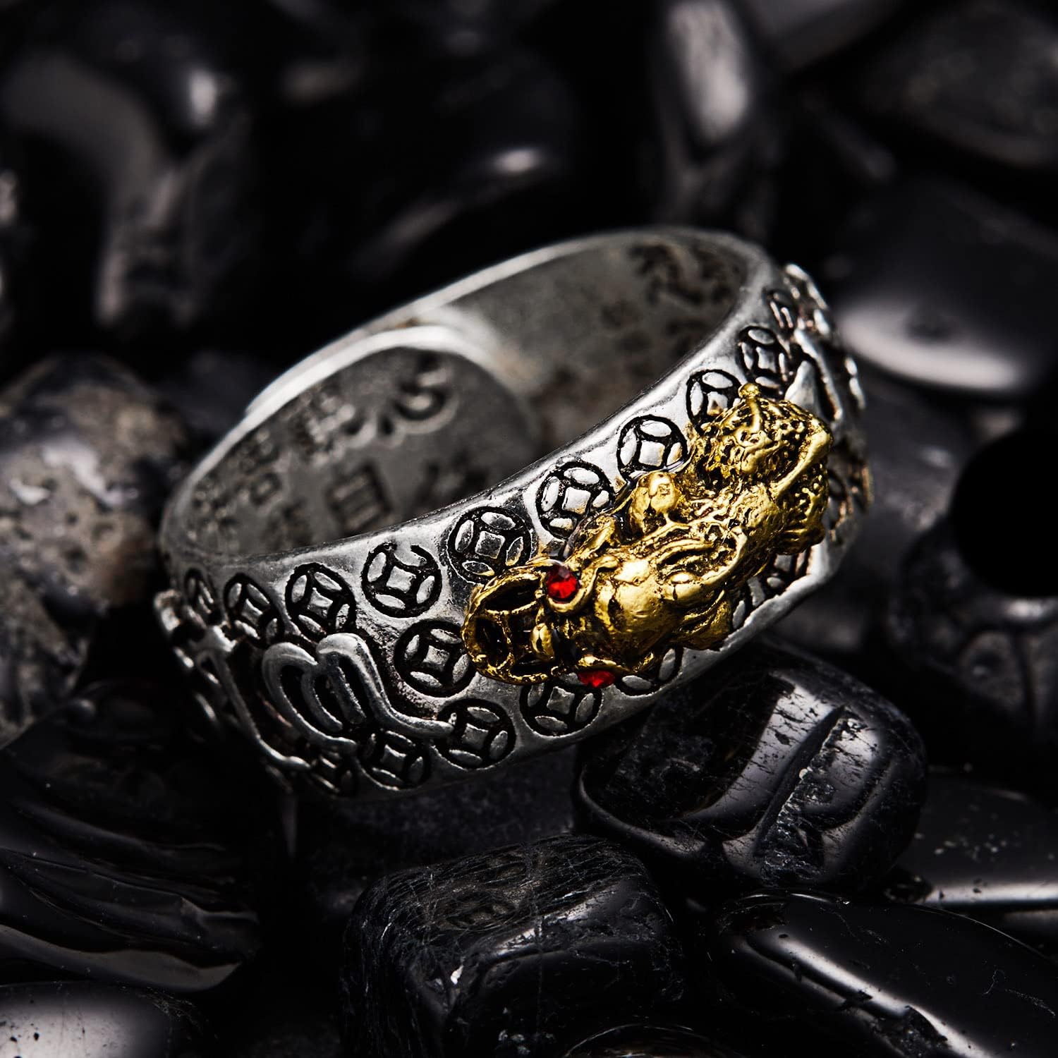 Anillo Feng Shui Pixiu Mantra para – Anillo Ajustable Pixiu Mantra De La Suerte