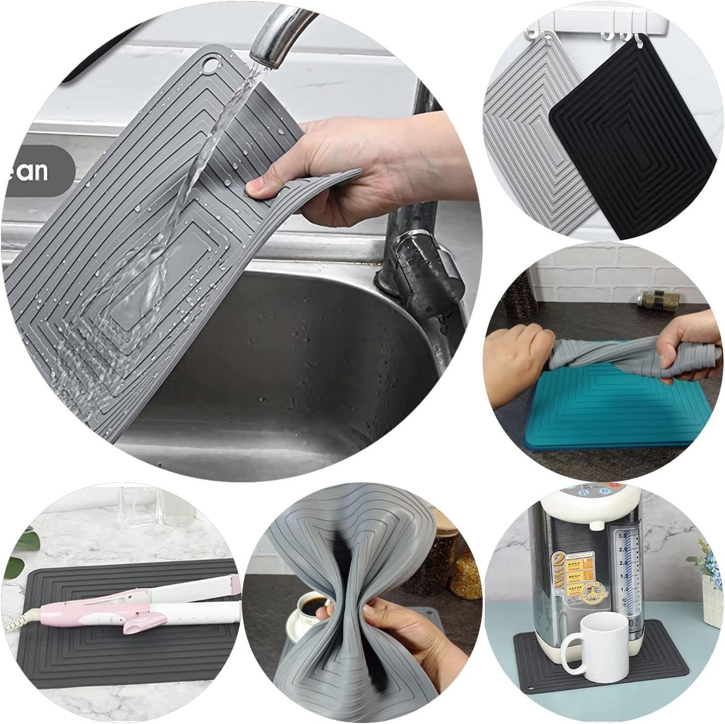 SUNMVEHOT Juego de salvamanteles de silicona para cocina, salvamanteles de silicona para platos calientes, salvamanteles para ollas y sartenes