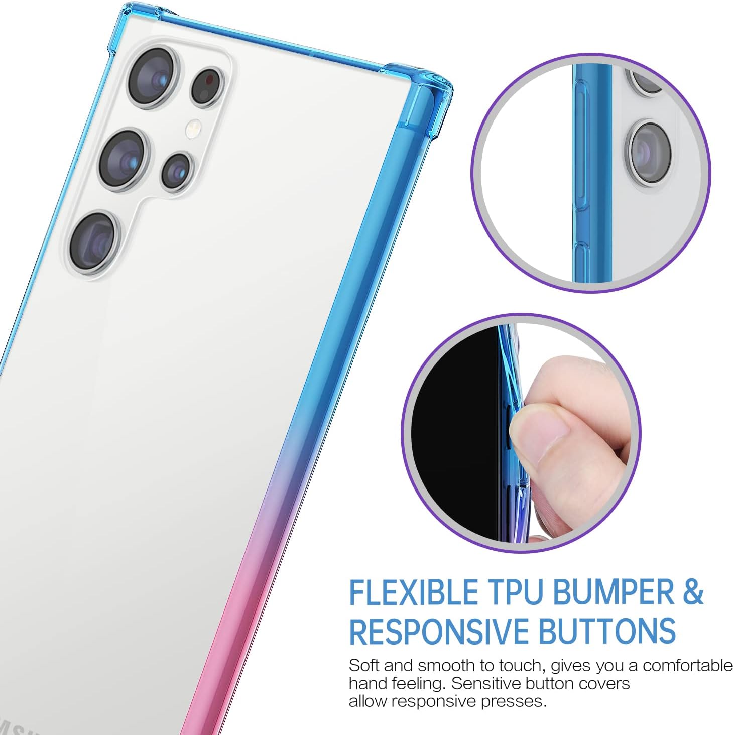 SALAWAT Funda para Galaxy S22 Ultra, funda transparente para Galaxy S22 Ultra, bonita funda delgada con degradado, funda protectora de TPU
