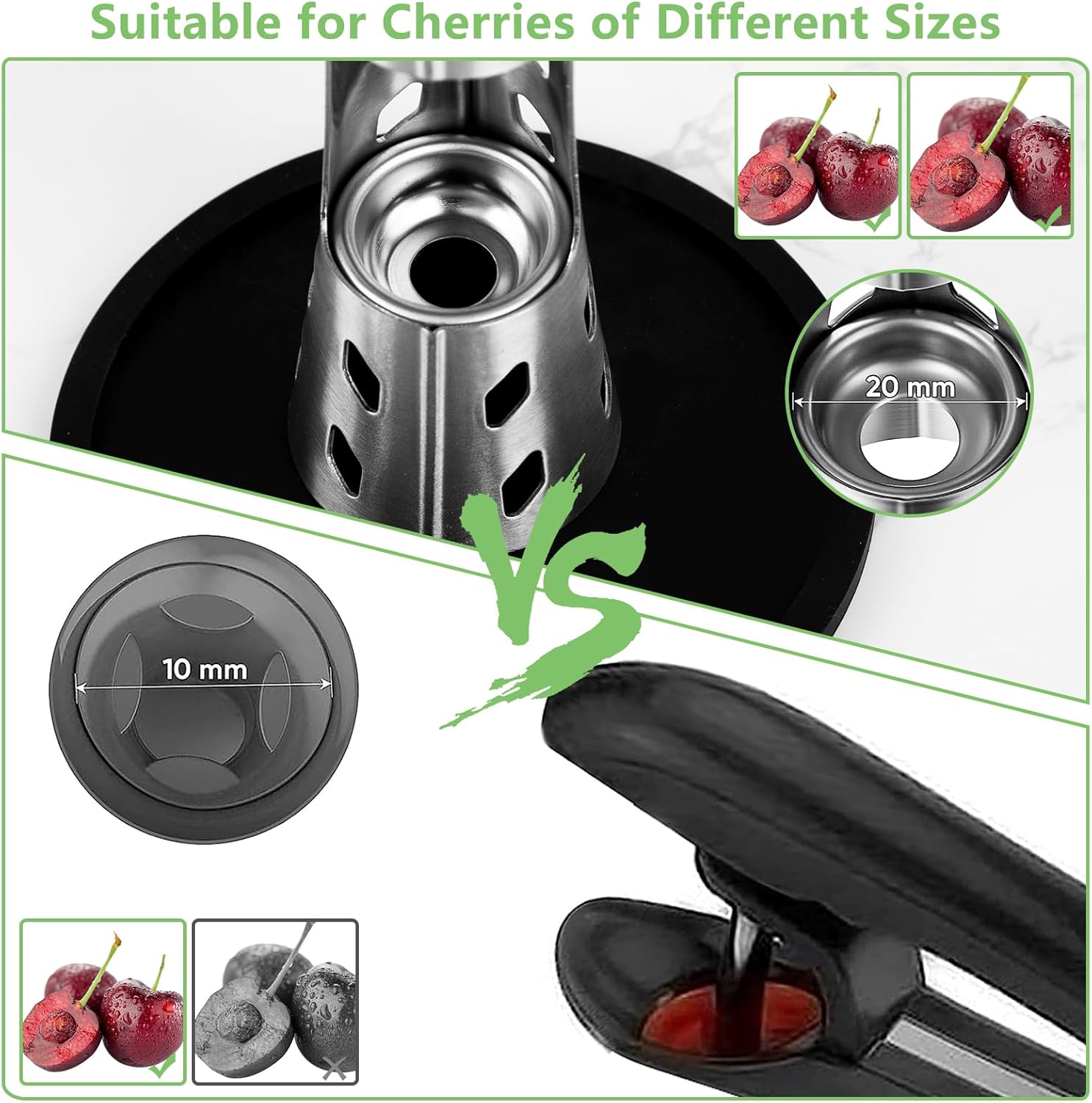 Cherry Pitter, herramienta de eliminación de semillas de cereza duradera 2023, herramienta de descorazonador de cerezas, removedor multifuncional de
