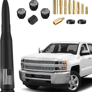 Antena de camión para automóvil con tapas de vástago de válvula, diseño antirrobo, mástil para GM Chevy Silverado 1500 2500 3500 HD Avalanche Ford Antena de camión para automóvil con tapas de vástago de válvula, diseño antirrobo, mástil para GM Chevy Silverado 1500 2500 3500 HD Avalanche Ford