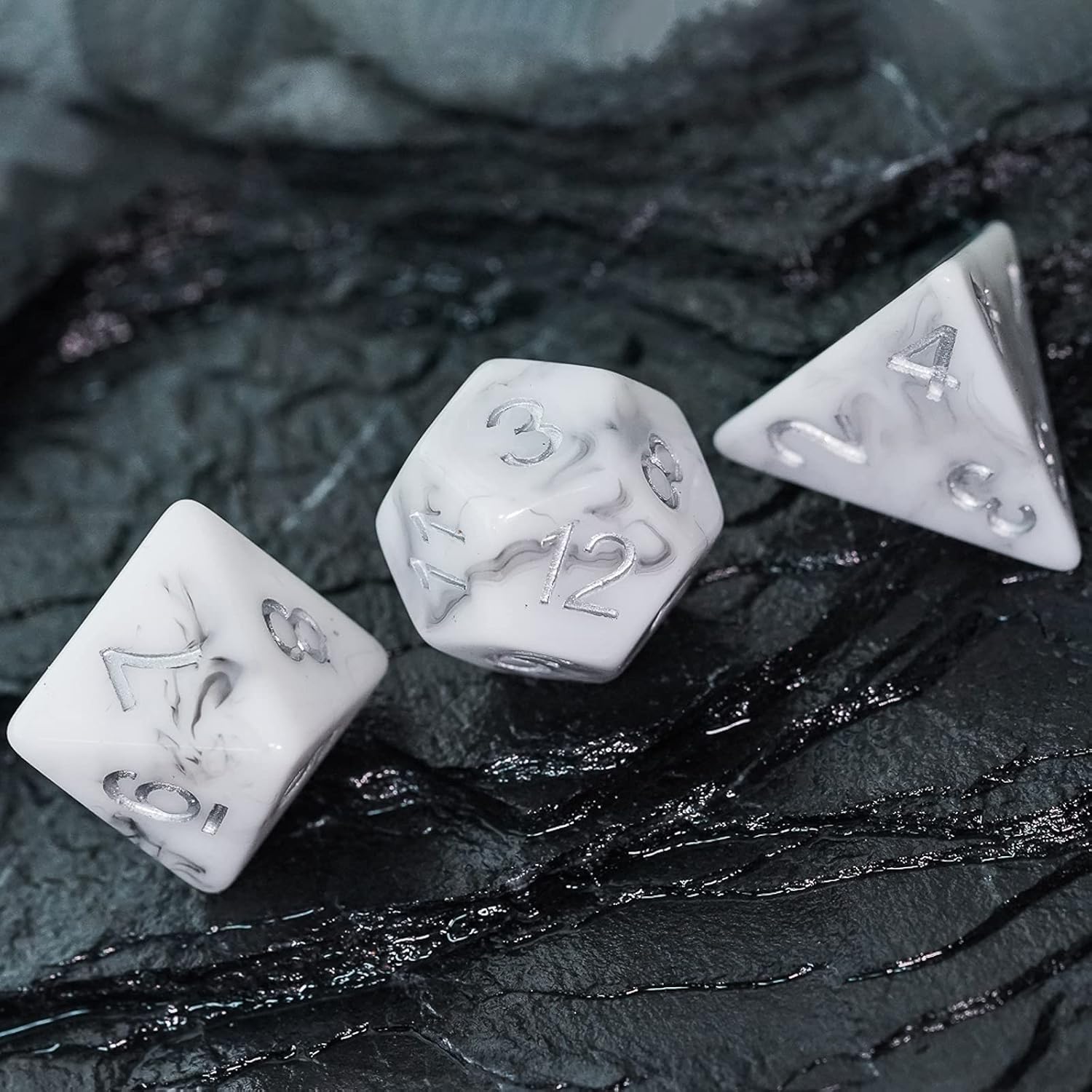 HDdais D&D – Juego de 7 dados para Calabozos y Dragones, dados poliédricos para juegos de mesa Pathfinder RPG MTG (blanco negro)
