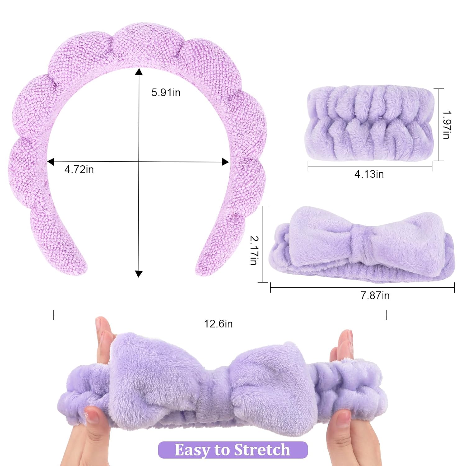 Juego de 6 diademas y muñequeras de spa, tela de rizo suave y microfibra, para el cuidado de la piel de las mujeres, maquillaje, baño, yoga, regalo