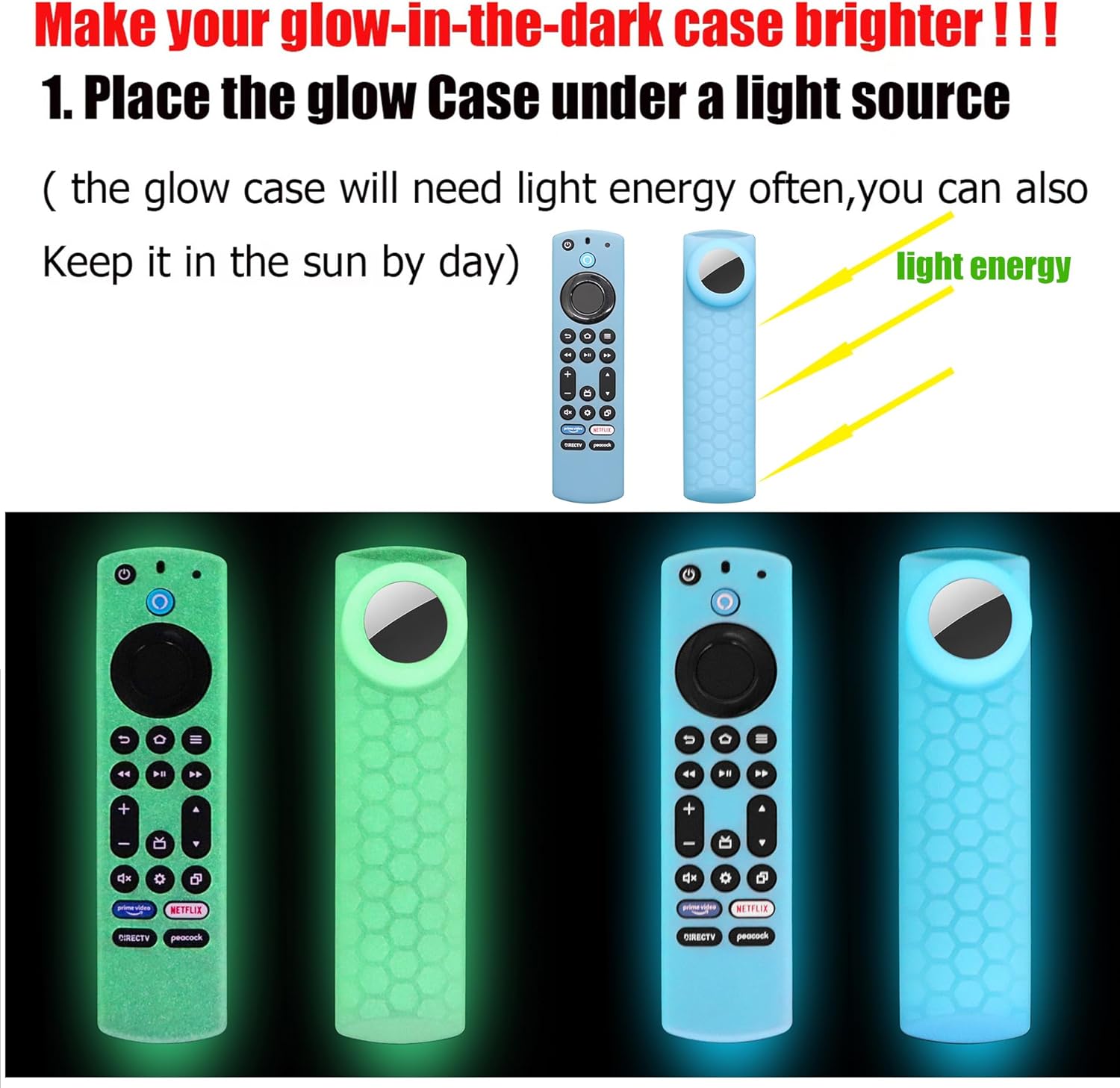 Funda para Toshiba Remote Airtag Glow para Insignia TV NS-RCFNA-21 CT-RC1US-21 CT-95018 Alexa Voice Remote Control con Holde para Adhesivo de