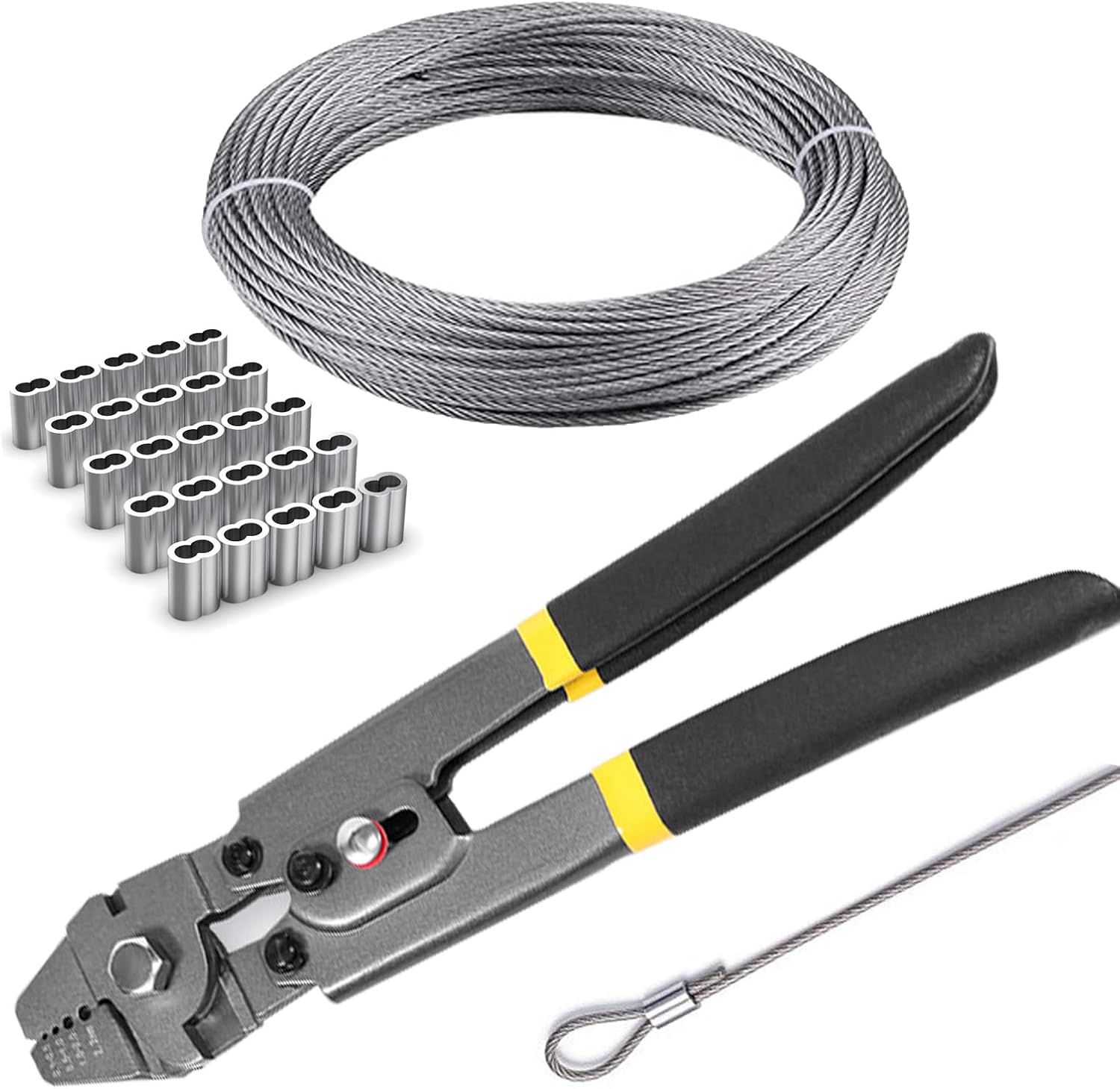Kit de herramientas de prensado de cable de alambre de acero inoxidable, alicates cortadores y engarzadores, cuerda de alambre 304 de 100 pies, kit