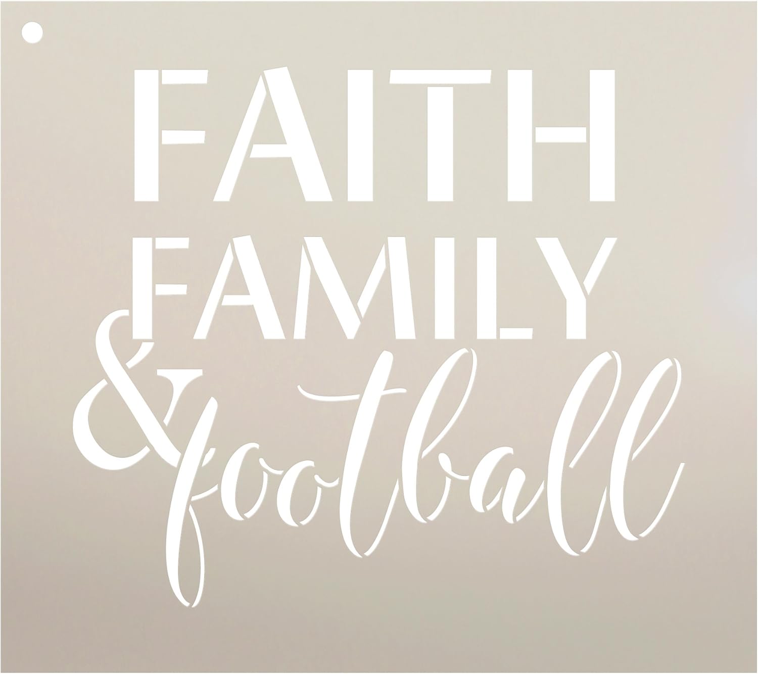 StudioR12 – Plantilla de familia y fútbol de Faith  Plantilla Mylar reutilizable  Deportes de otoño  Uso para pintar letreros de madera  Paletas de