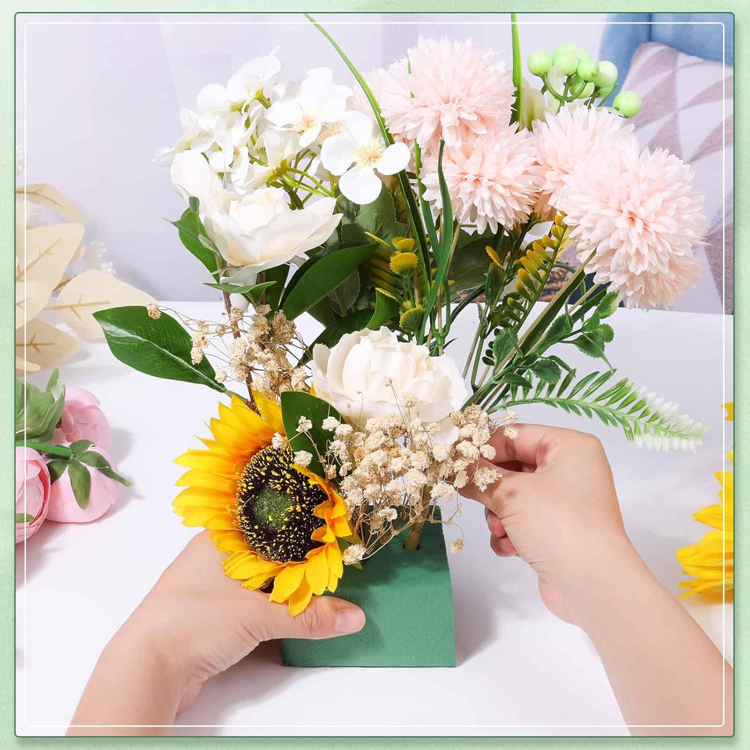 6 bloques de espuma floral para arreglos florales, espuma floral verde húmeda y seca para bodas, cumpleaños, decoración del hogar (tamaño pequeño