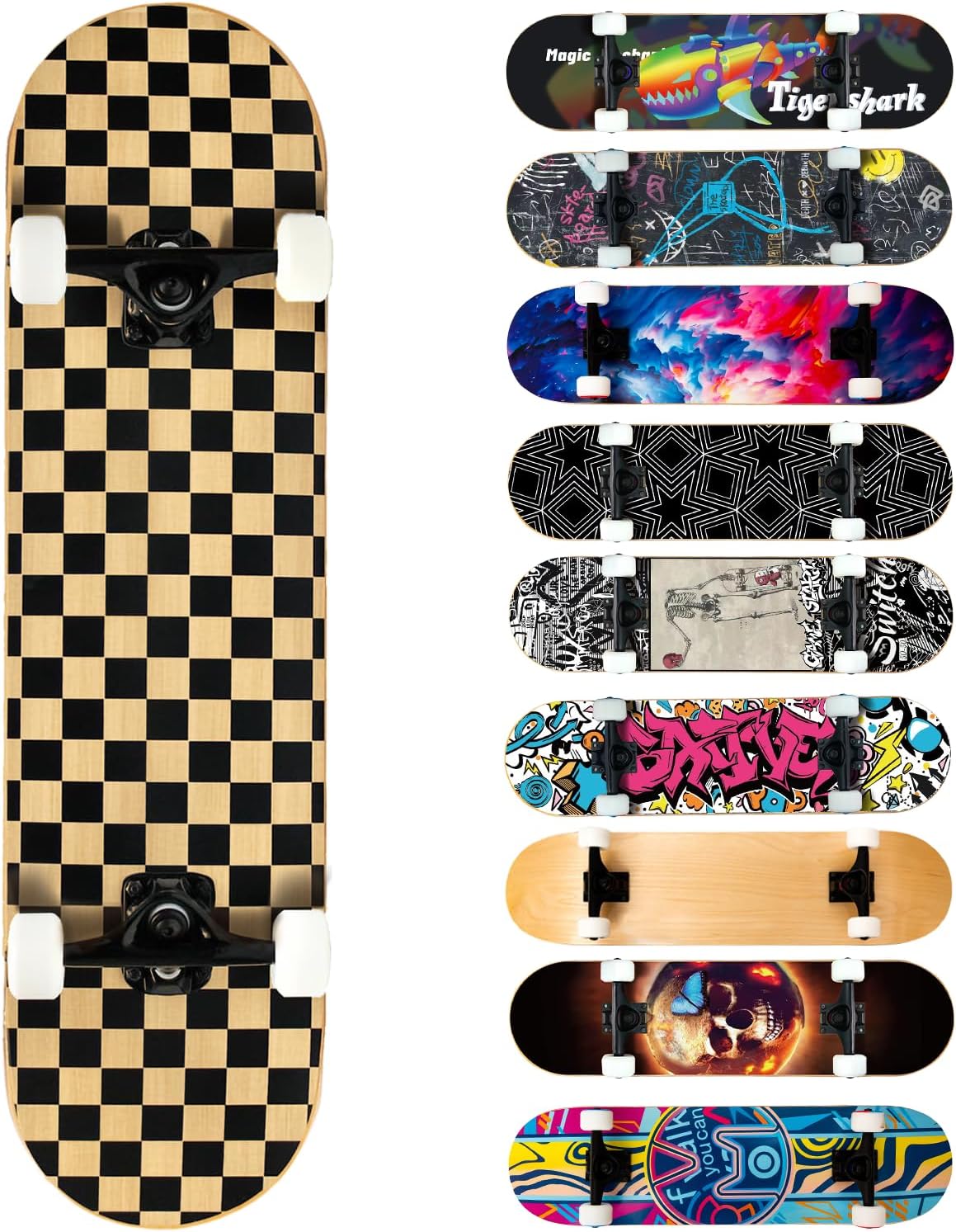 Patinetas Pro completas para principiantes, adultos, adolescentes, niños y niñas, 31 x 8 pulgadas, patinetas cóncavas de 7 capas de arce canadiense