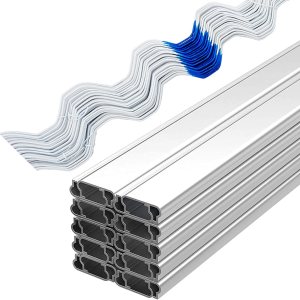 GRELWT Alambre de resorte de invernadero y canal de bloqueo, 20 juegos, alambre recubierto de PVC de 6.56 pies y paquete de canal en U de aleación GRELWT Alambre de resorte de invernadero y canal de bloqueo, 20 juegos, alambre recubierto de PVC de 6.56 pies y paquete de canal en U de aleación