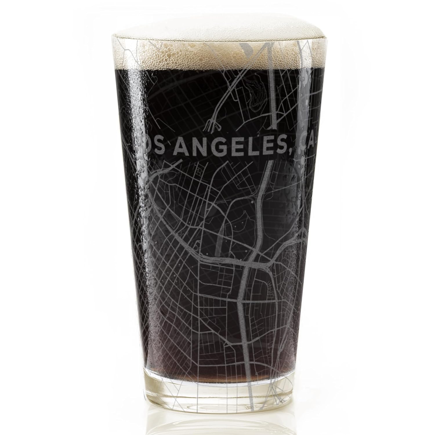 LOS ANGELES CALIFORNIA Engraved City Street Map Beer Pint Glass  Perfect Drinking Gift Idea & Unique Decor!