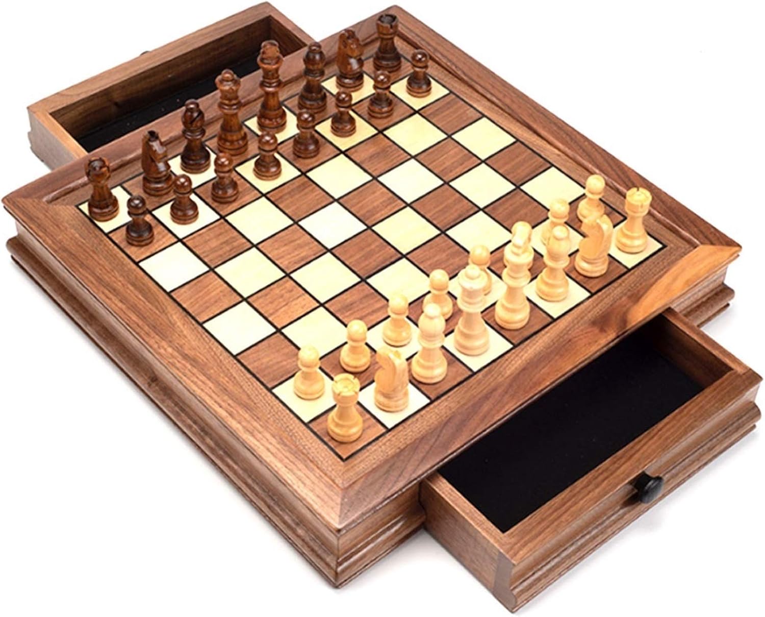 Juego de ajedrez magnético de madera maciza para escritorio, colección clásica de juegos de ajedrez de metal, con tablero de madera de lujo y