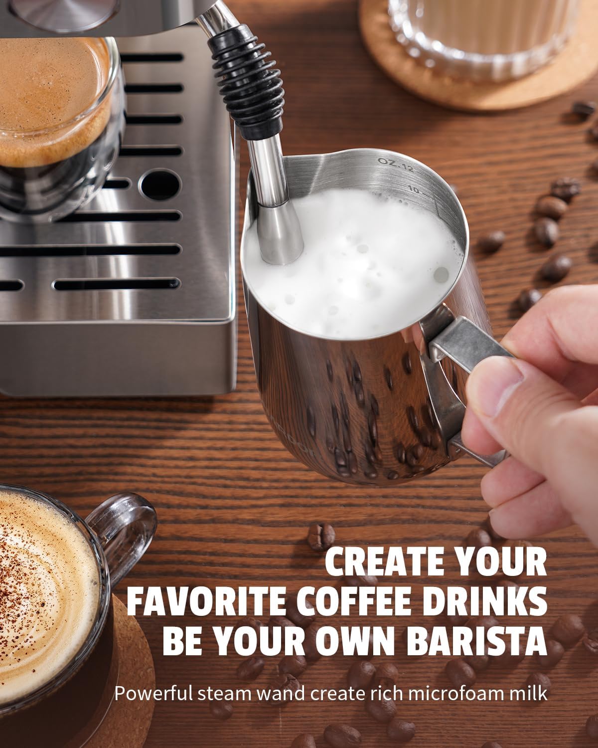 SHARDOR Máquina de café expreso, 15 bares, de calentamiento rápido, con espumador de leche, máquina manual de café con leche y capuchino para el