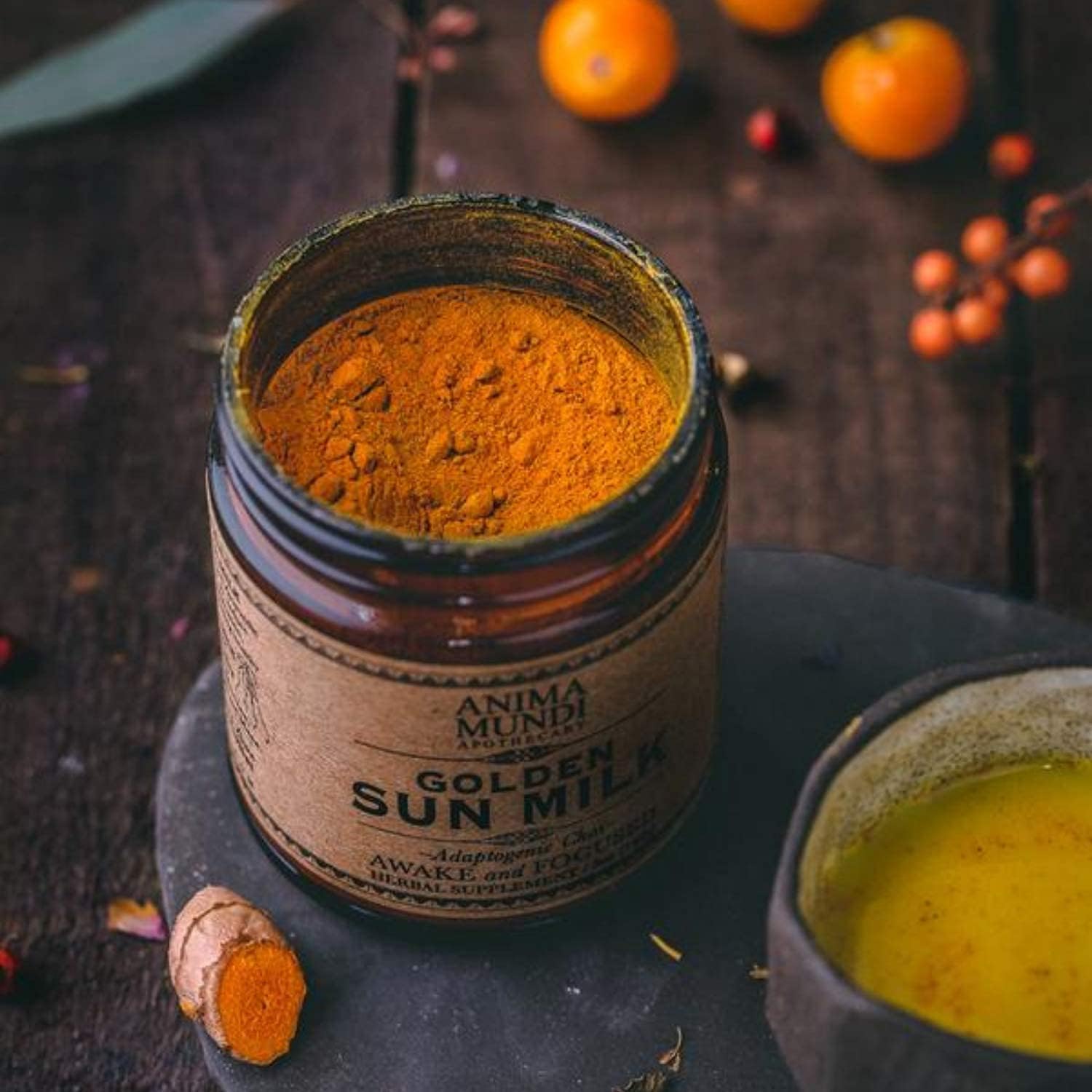 Anima Mundi Apothecary Golden Sun Milk – Polvo a base de plantas con especias orgánicas, cúrcuma, cordyceps, mucuna y vainilla, polvo de bebida sin