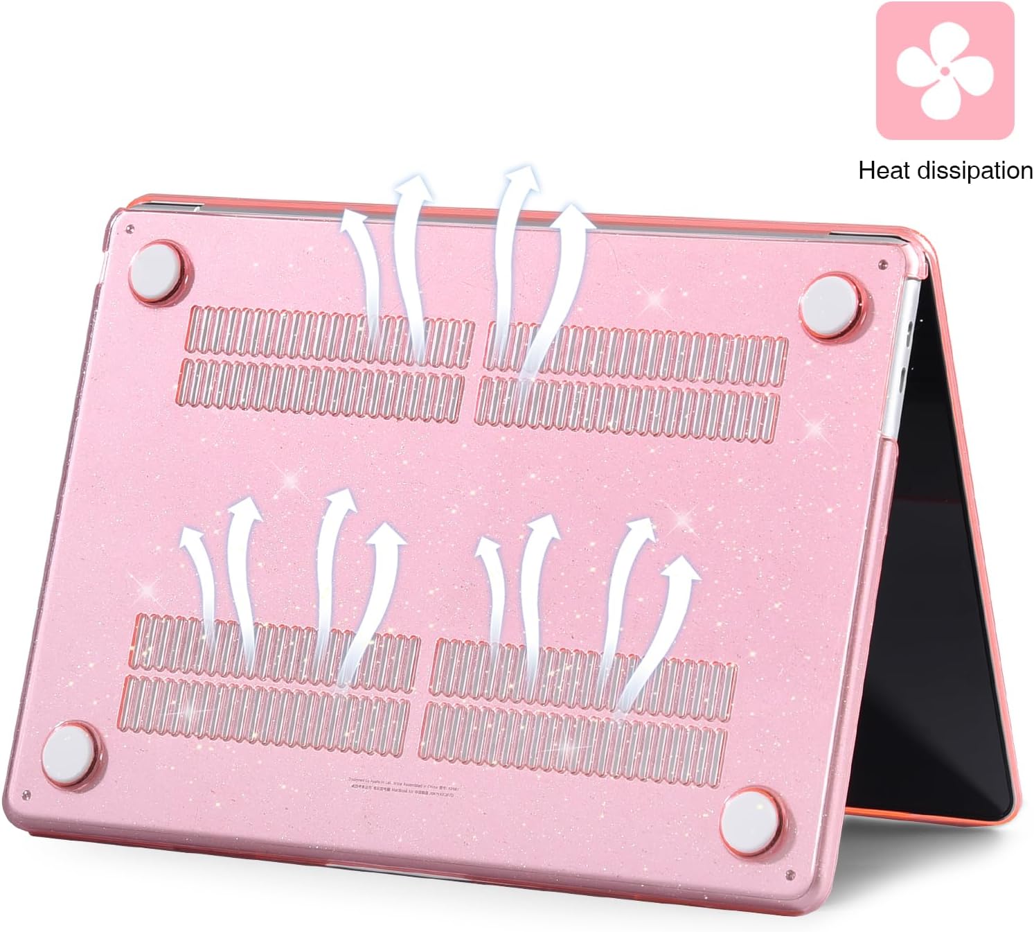 EooCoo Funda rígida con purpurina compatible con MacBook Air de 13 pulgadas 2022 2021-2018 M1 A2337 A2179 A1932 con pantalla de retina, funda +