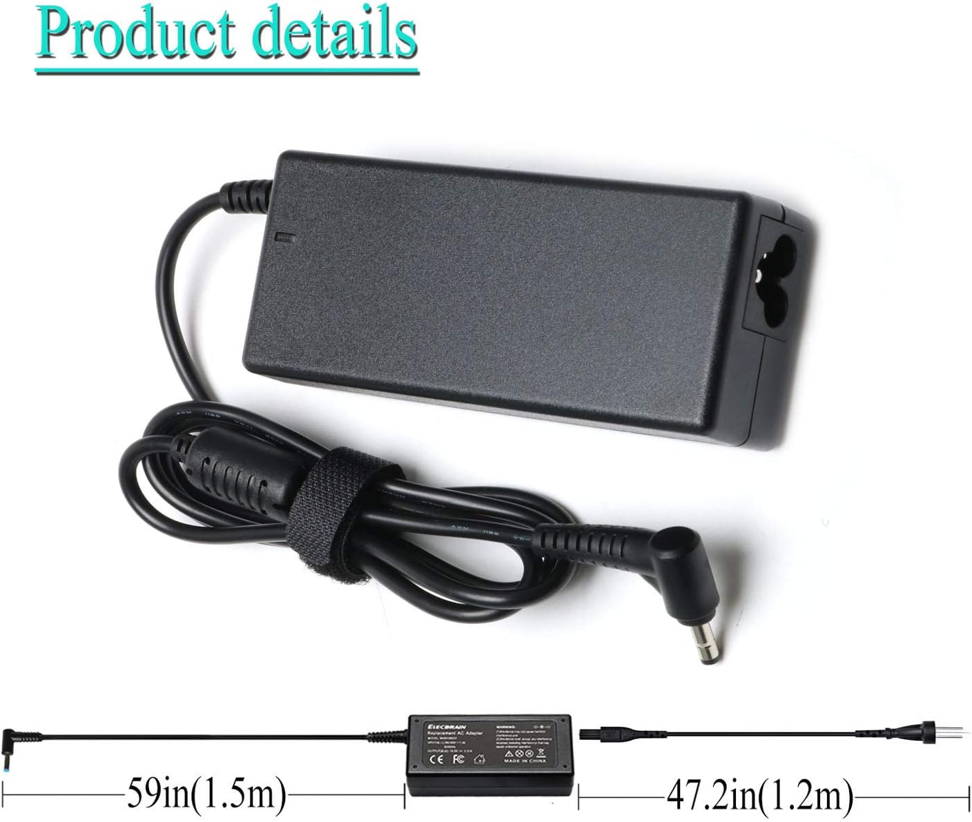 Cargador de CA de 65 W y 45 W para Lenovo IdeaPad 100S 110 110S 120 120S 310 320 330S S340 510 710S, Flex 4 1470 1580 1130 Flex 5 1570 1470 ADL45WCC