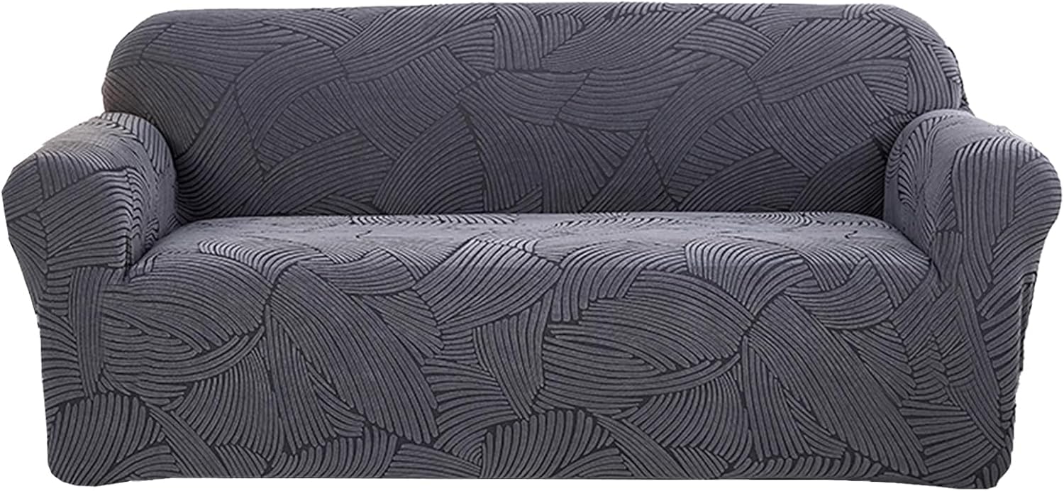 Qubjus Funda de sofá jacquard elástica de 1 pieza, funda de sofá suave, lavable, protector de muebles con espumas antideslizantes para perros, niños