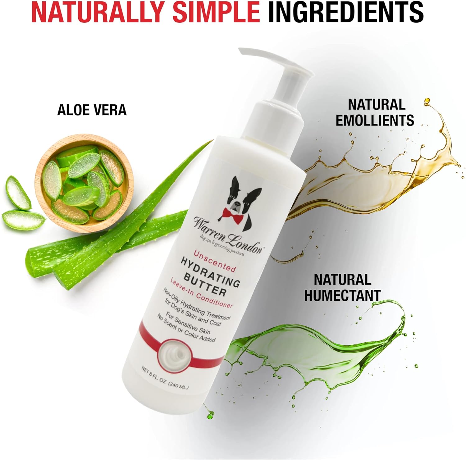 Warren London Acondicionador hidratante sin enjuague para mascotas para perros  Loción para piel y pelaje  Acondicionador de aloe para cachorros y