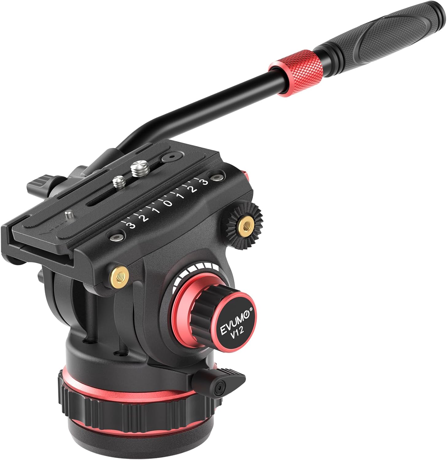 V12 Cabezal de fluido, base de 2.953 in, soporte de cabeza de líquido de trípode resistente para DSLR, cámara de video, videocámara, amortiguación