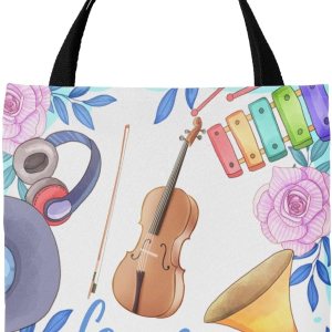 Bolsa de lona personalizada con diseño de música abstracta para compras, reutilizable, bolsa de hombro para mujeres y niñas Bolsa de lona personalizada con diseño de música abstracta para compras, reutilizable, bolsa de hombro para mujeres y niñas
