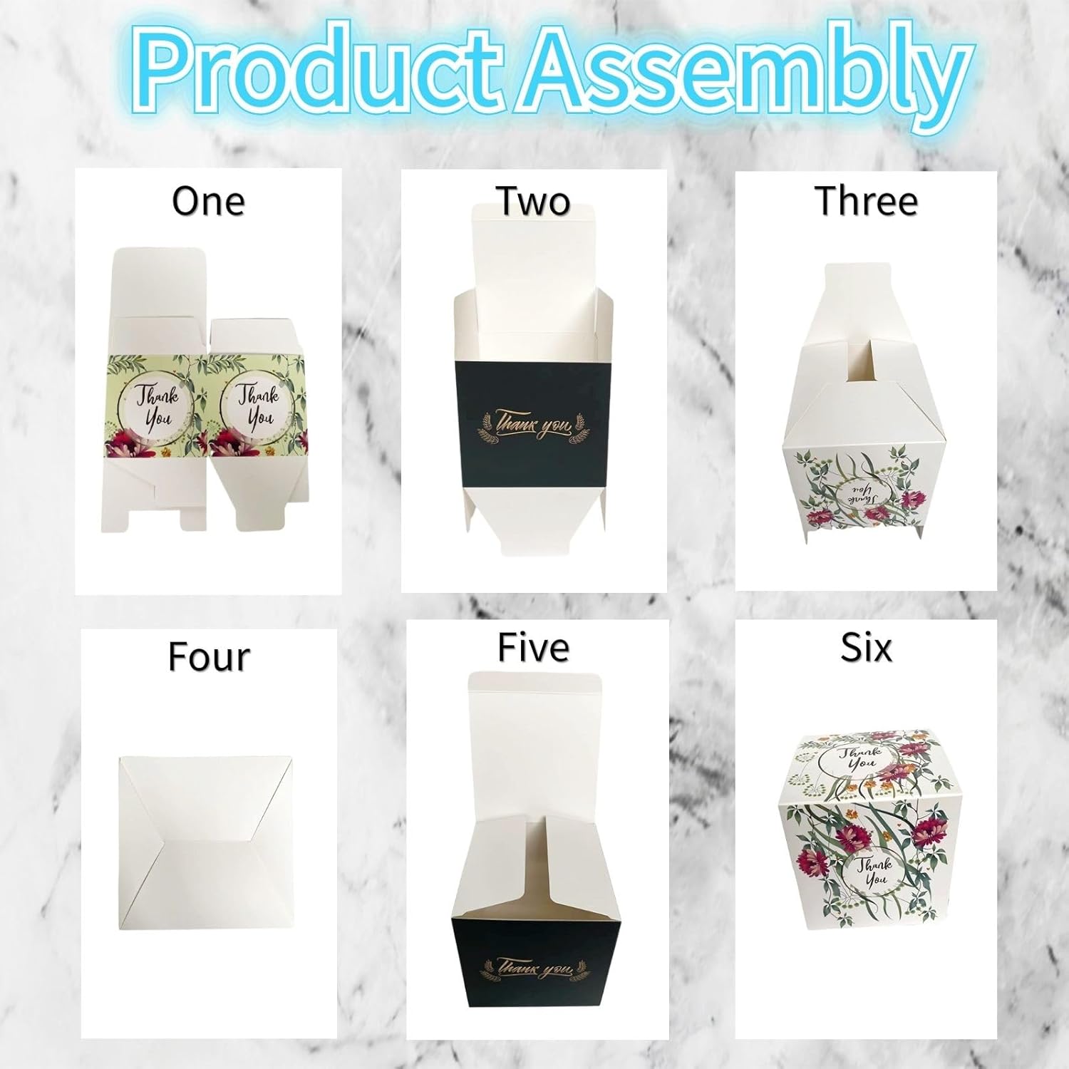 XCXGYCA Paquete de 20 cajas de cartón de agradecimiento de 3 x 3 x 3 pulgadas, cada caja de cartón cuadrada con diseño floral, perfecta para bodas,