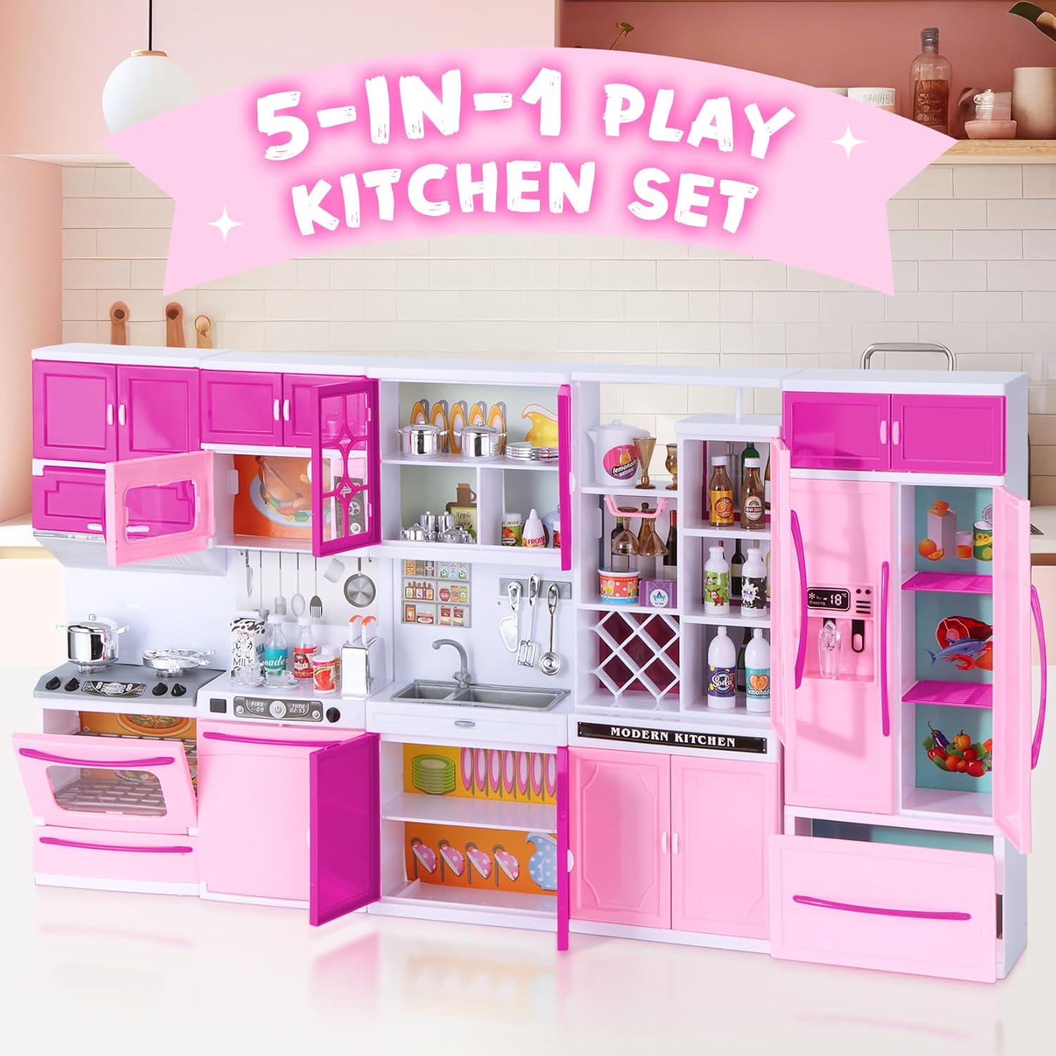 Juego de cocina para niñas, juguetes de cocina para muñecas con