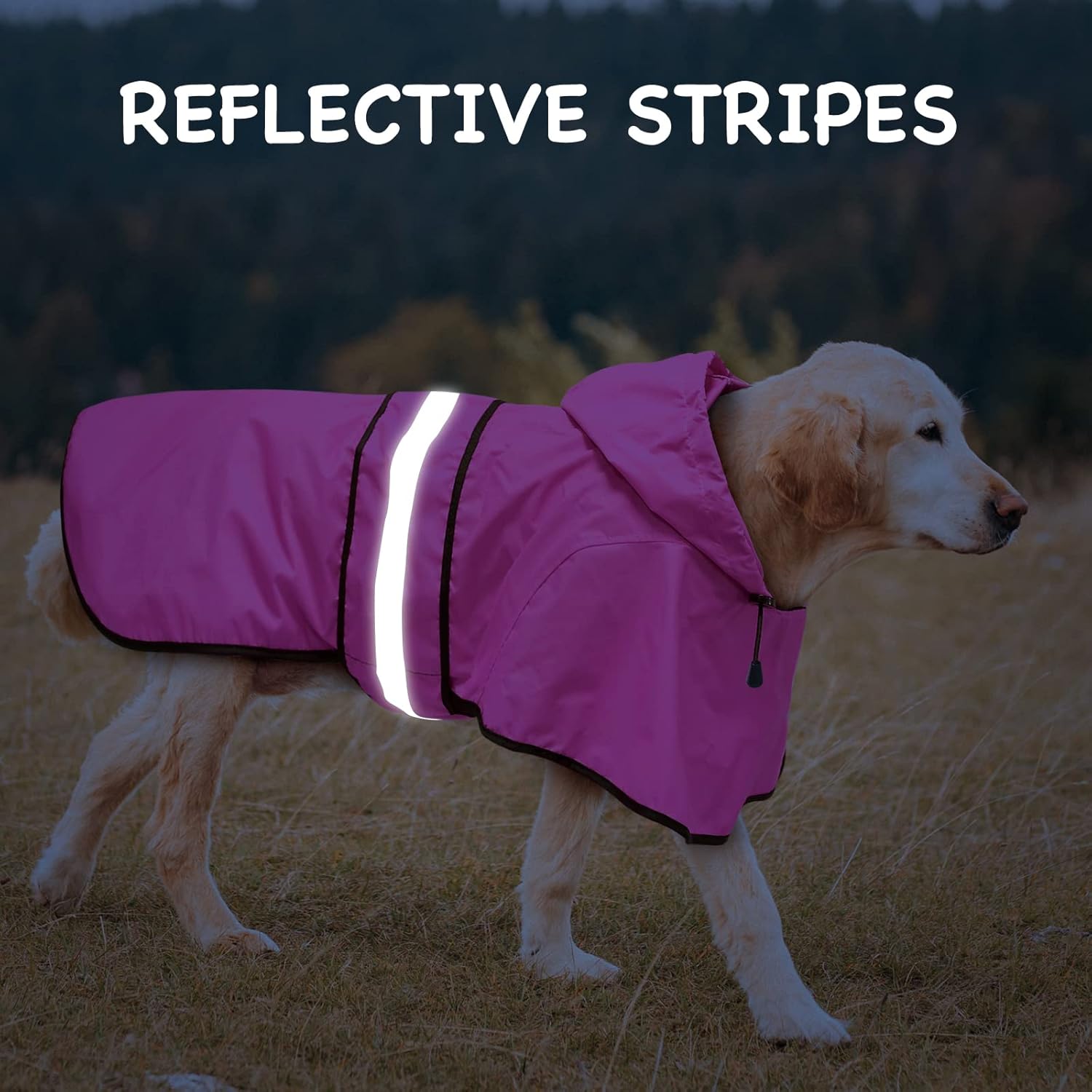 Impermeable para perro, abrigo reflectante para perro, chaqueta impermeable para perro, chaqueta de lluvia ajustable para perro con capucha, poncho