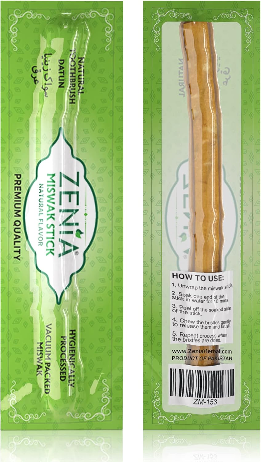 Zenia Sewak – Cepillo de dientes natural Miswak – Cepillo de dientes tradicional Peelu sellado al vacío, para encías, dientes y aliento más fresco