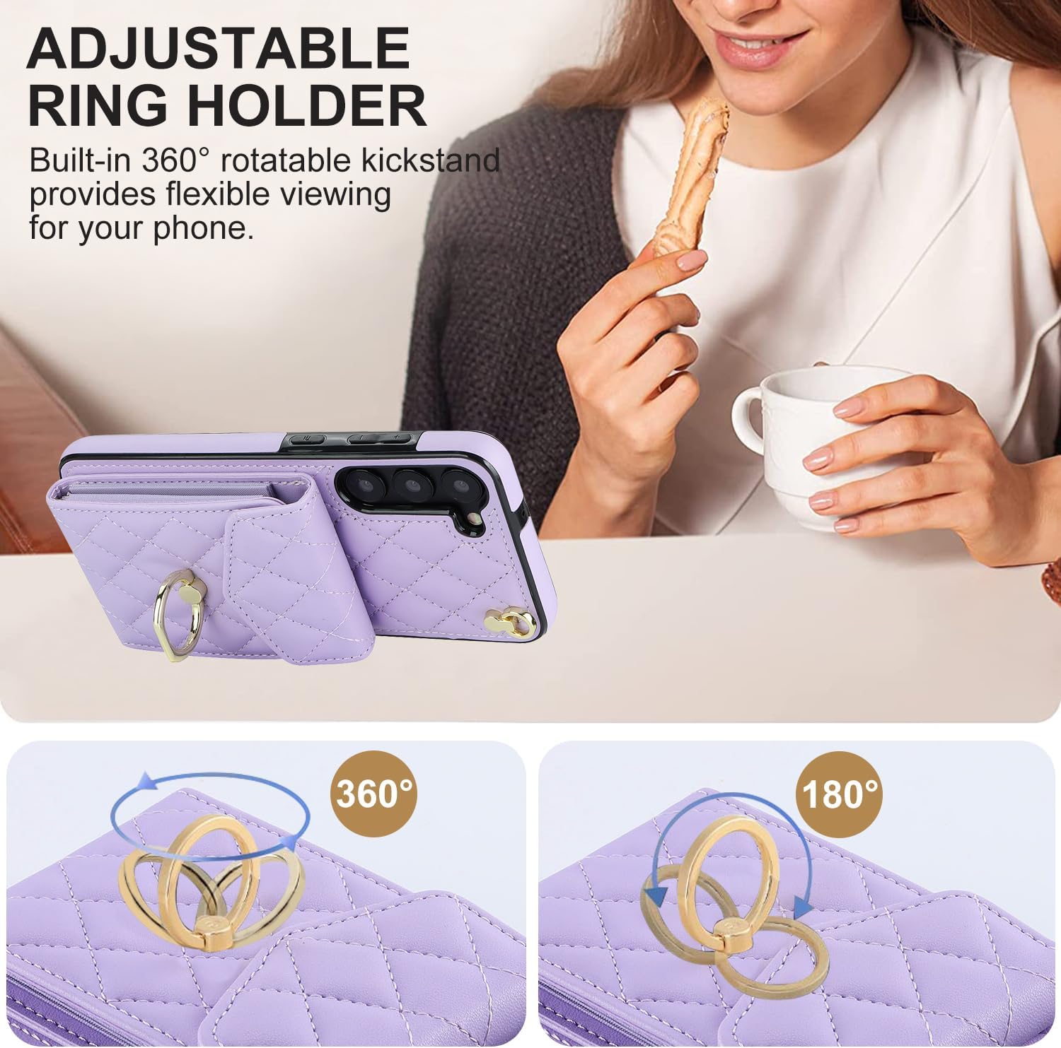 Asuwish Funda de teléfono para Samsung Galaxy S23 5G con protector de pantalla de vidrio templado y correa para la muñeca con bloqueo RFID,