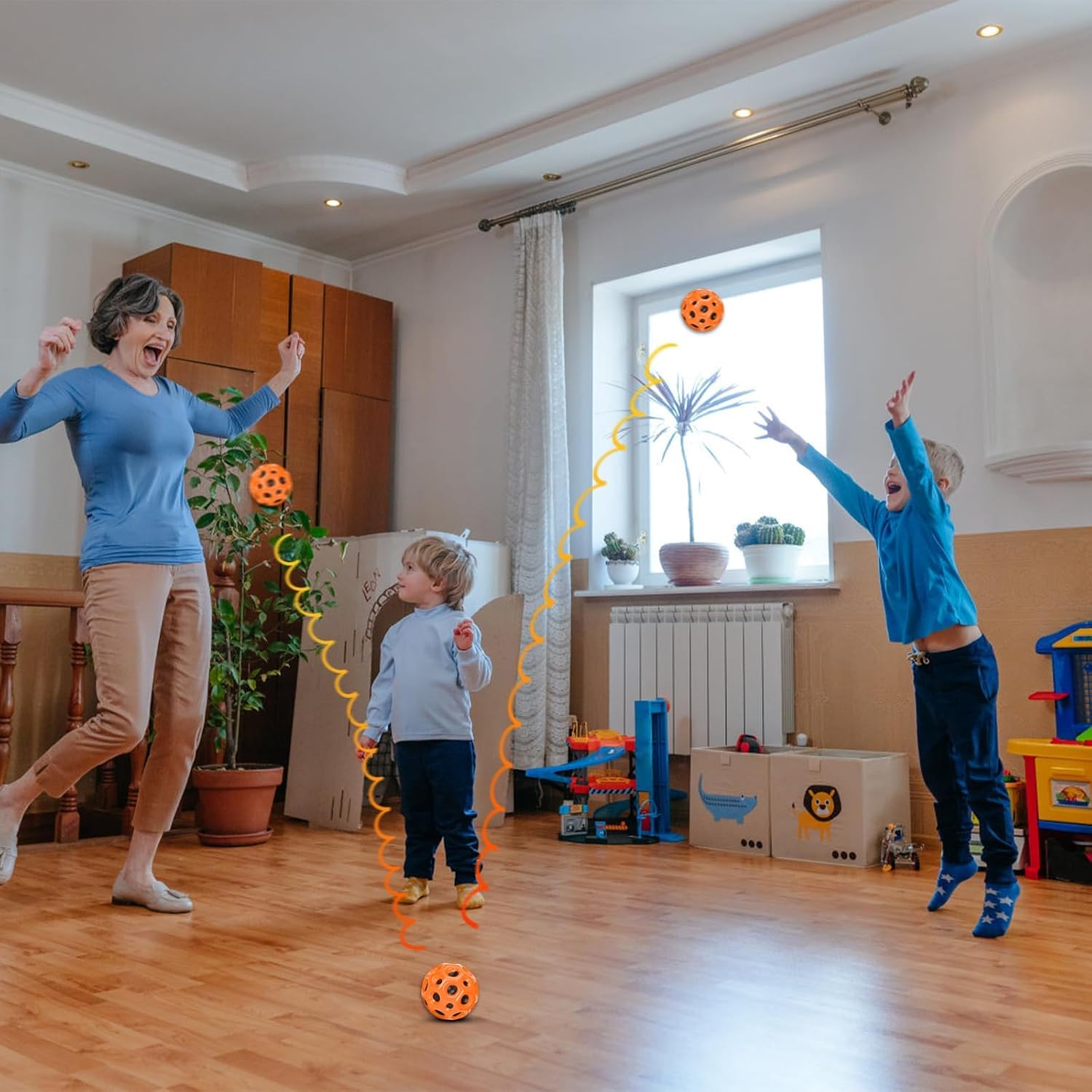 JPONLINE 6 bolas espaciales, pelota espacial de alta elasticidad con bolsa de malla, bola de goma para regalo para niños para juegos de fiesta,